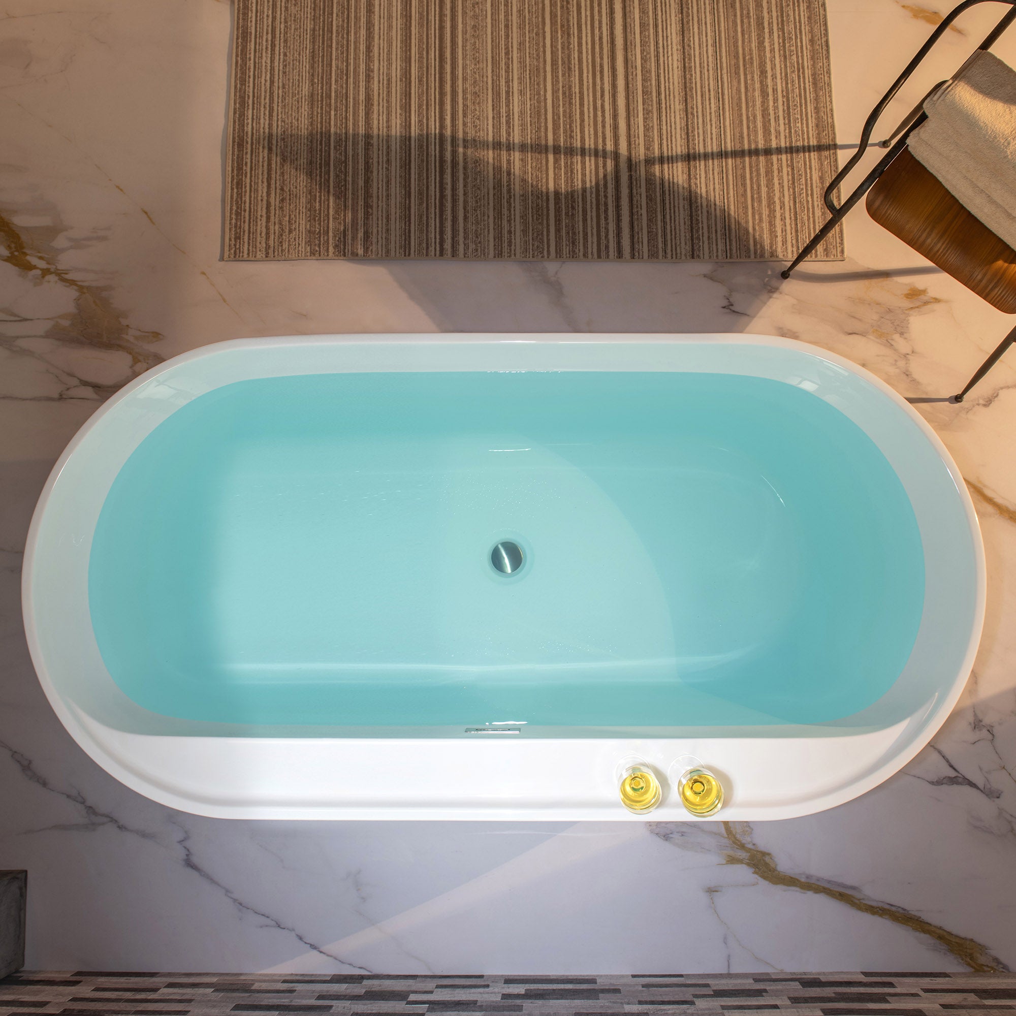 WOODBRIDGE 72" Acrylic Freestanding Bathtub Contemporary Soaking Tub with Drain & Overflow, B0059