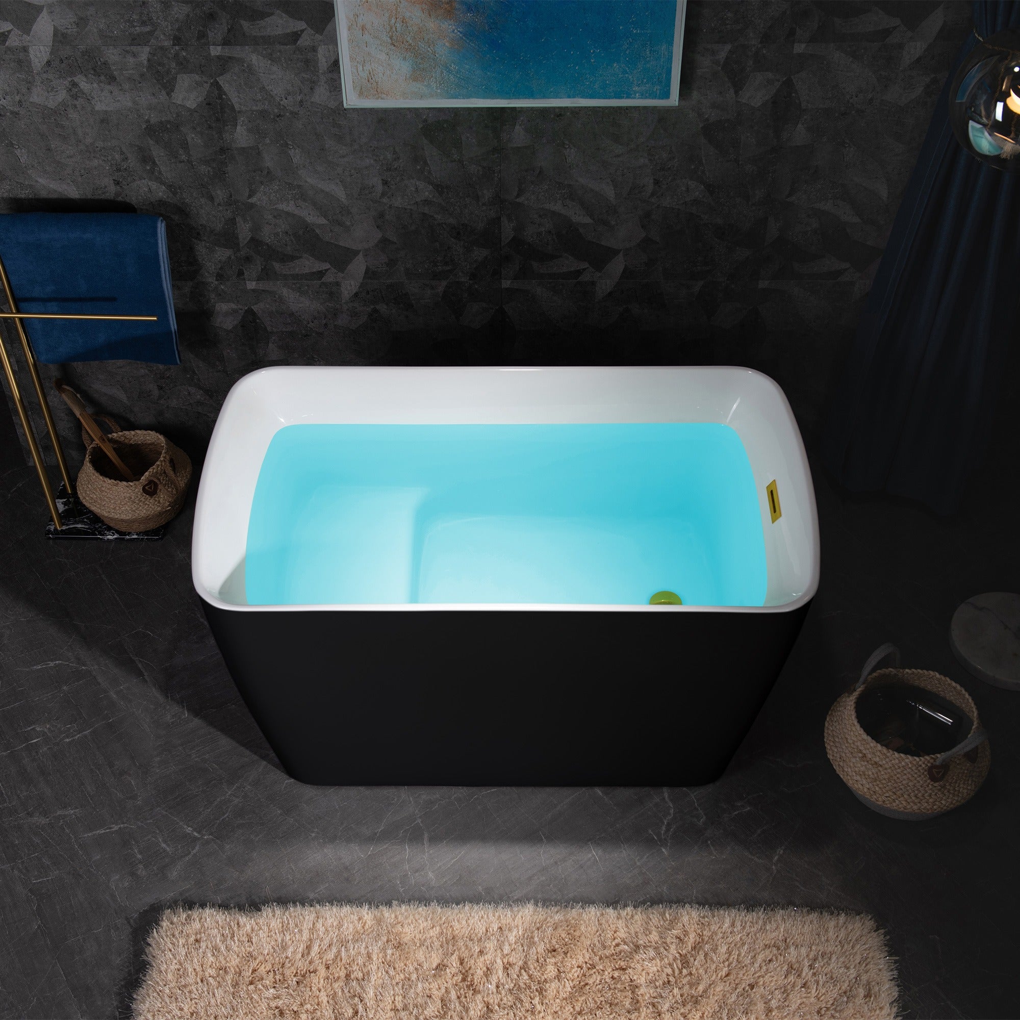 WOODBRIDGE 48" Acrylic Freestanding Square Contemporary Soaking Tub with Drain & Overflow, B1870