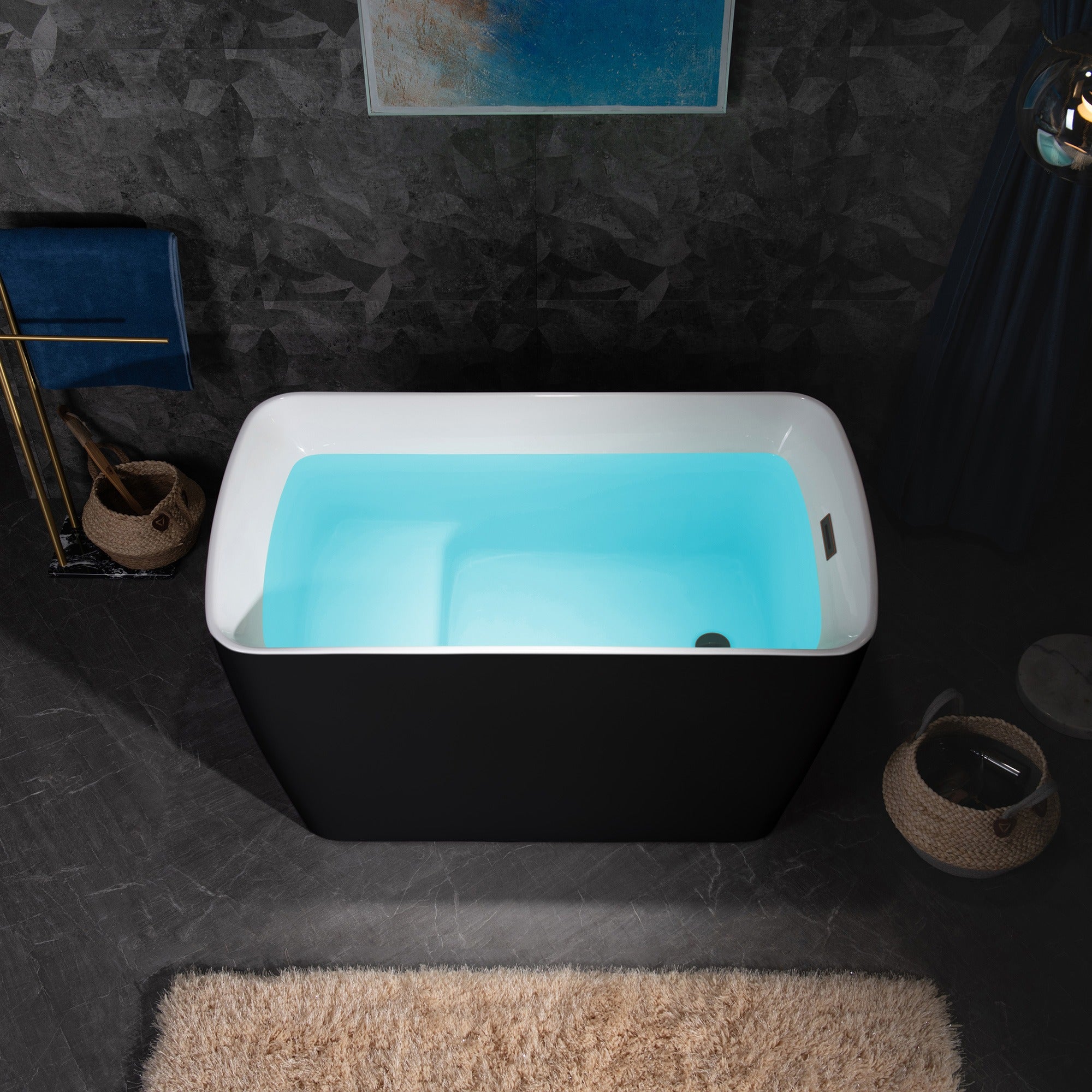 WOODBRIDGE 48" Acrylic Freestanding Square Contemporary Soaking Tub with Drain & Overflow, B1870