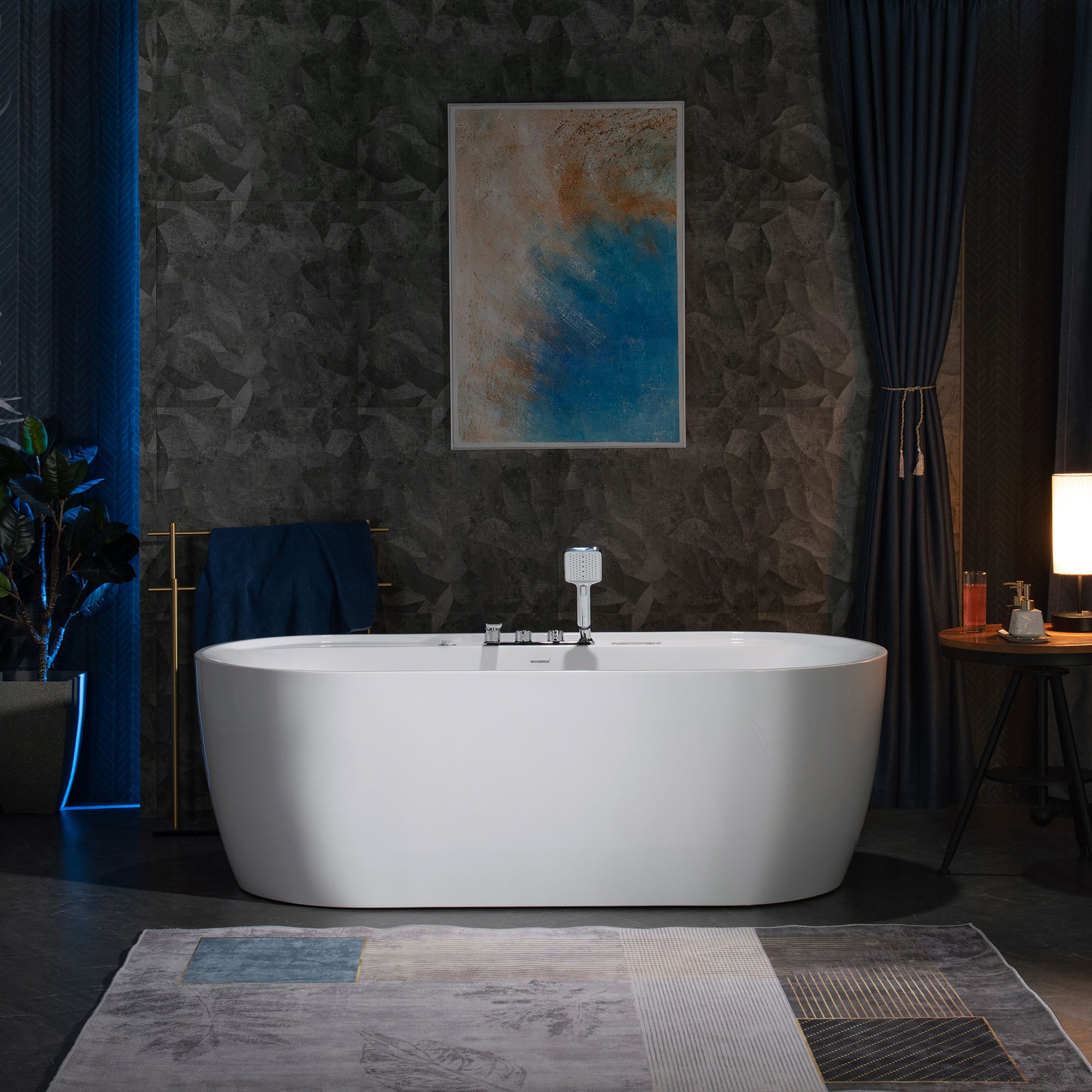 WOODBRIDGE 72" x 35-3/8" Whirlpool and Air Bath Heated Soaking Combination Tub