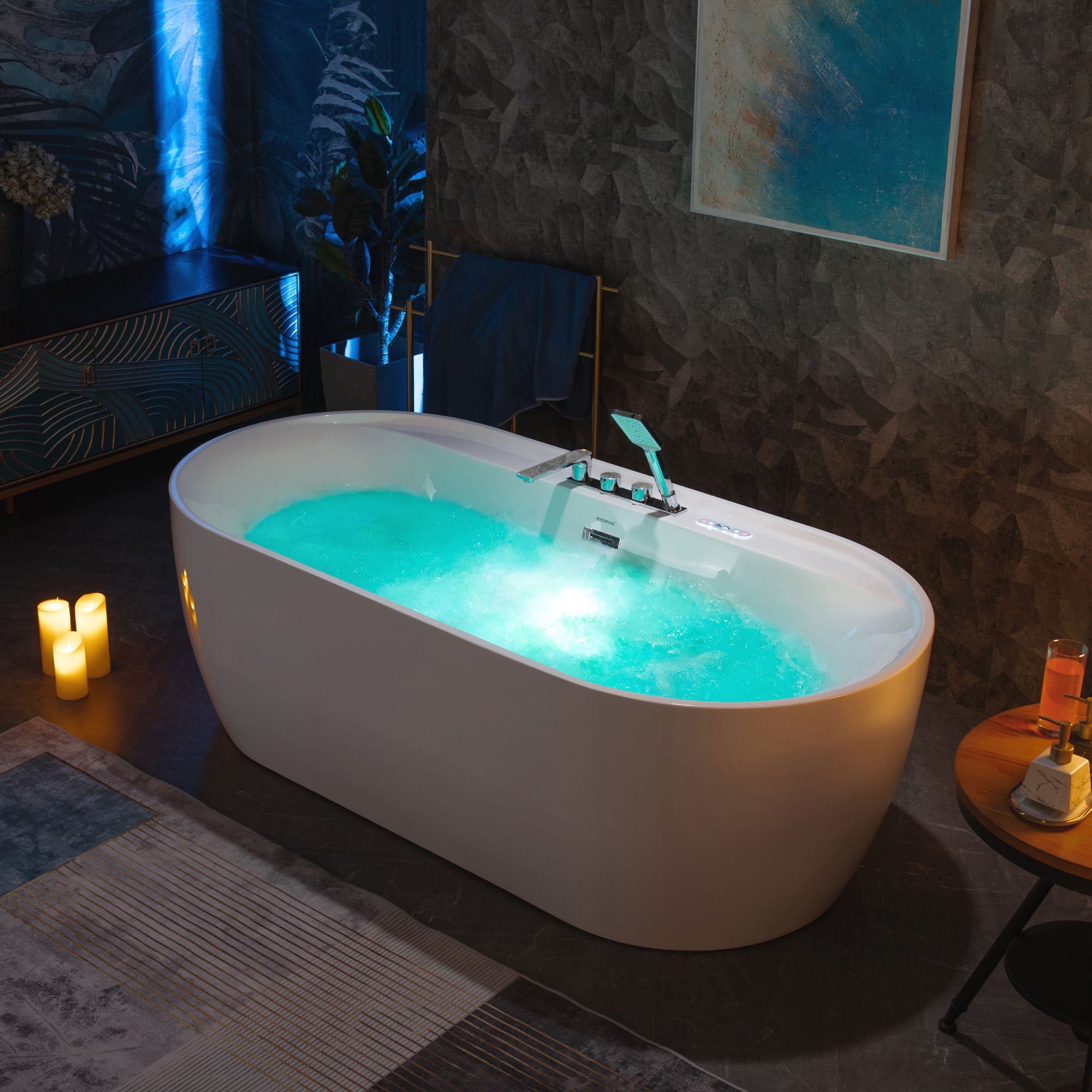 WOODBRIDGE 72" x 35-3/8" Whirlpool and Air Bath Heated Soaking Combination Tub
