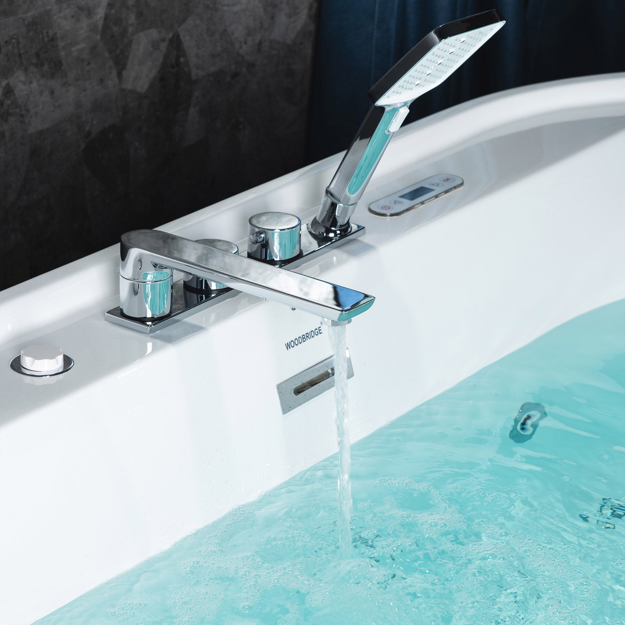 WOODBRIDGE 72" x 35-3/8" Whirlpool and Air Bath Heated Soaking Combination Tub