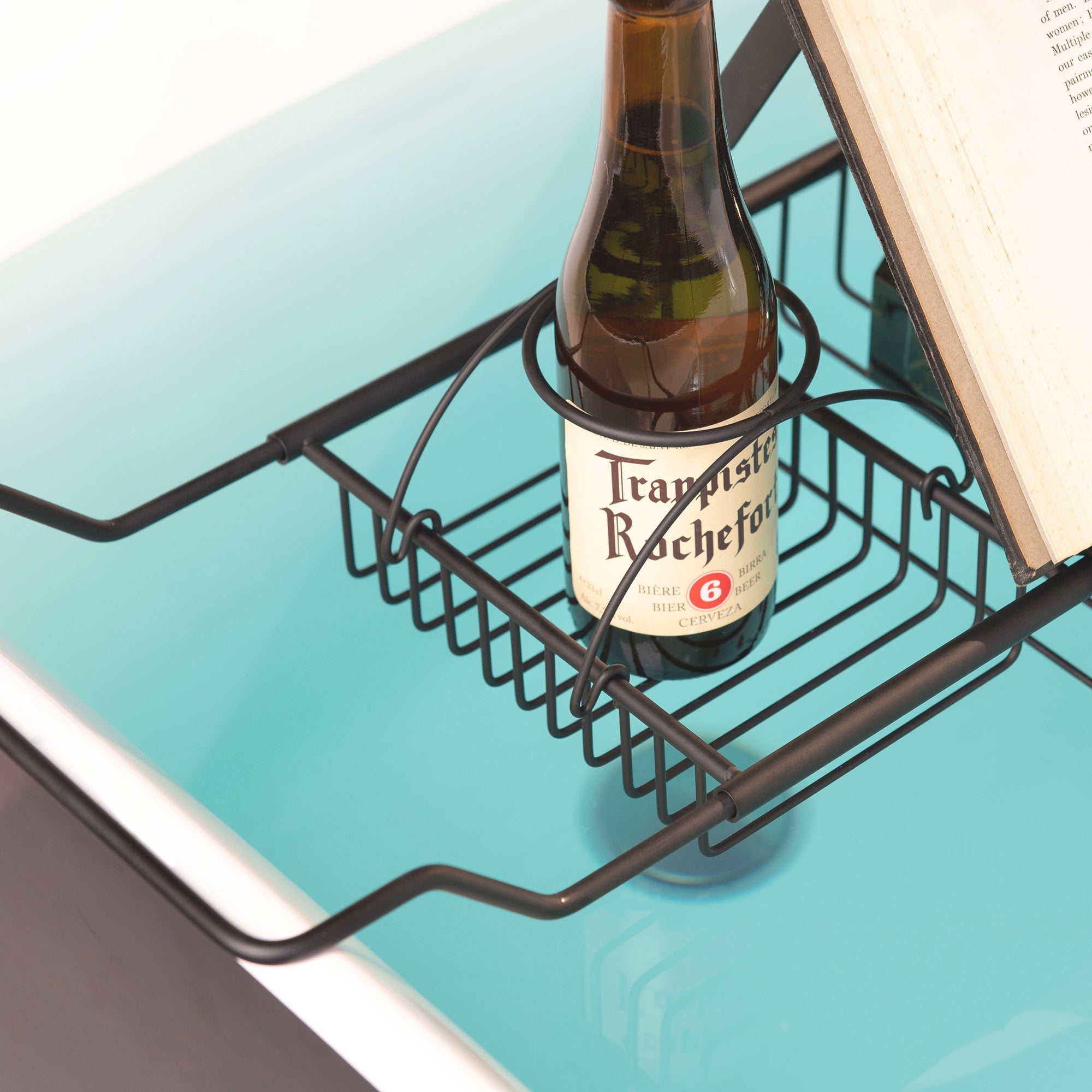 WOODBRIDGE Stainless Steel Extendable Bathtub Caddy Tray in Matte Black Finish with Removable Wine Holder, Book and Phone Rack, Bathcad-MB