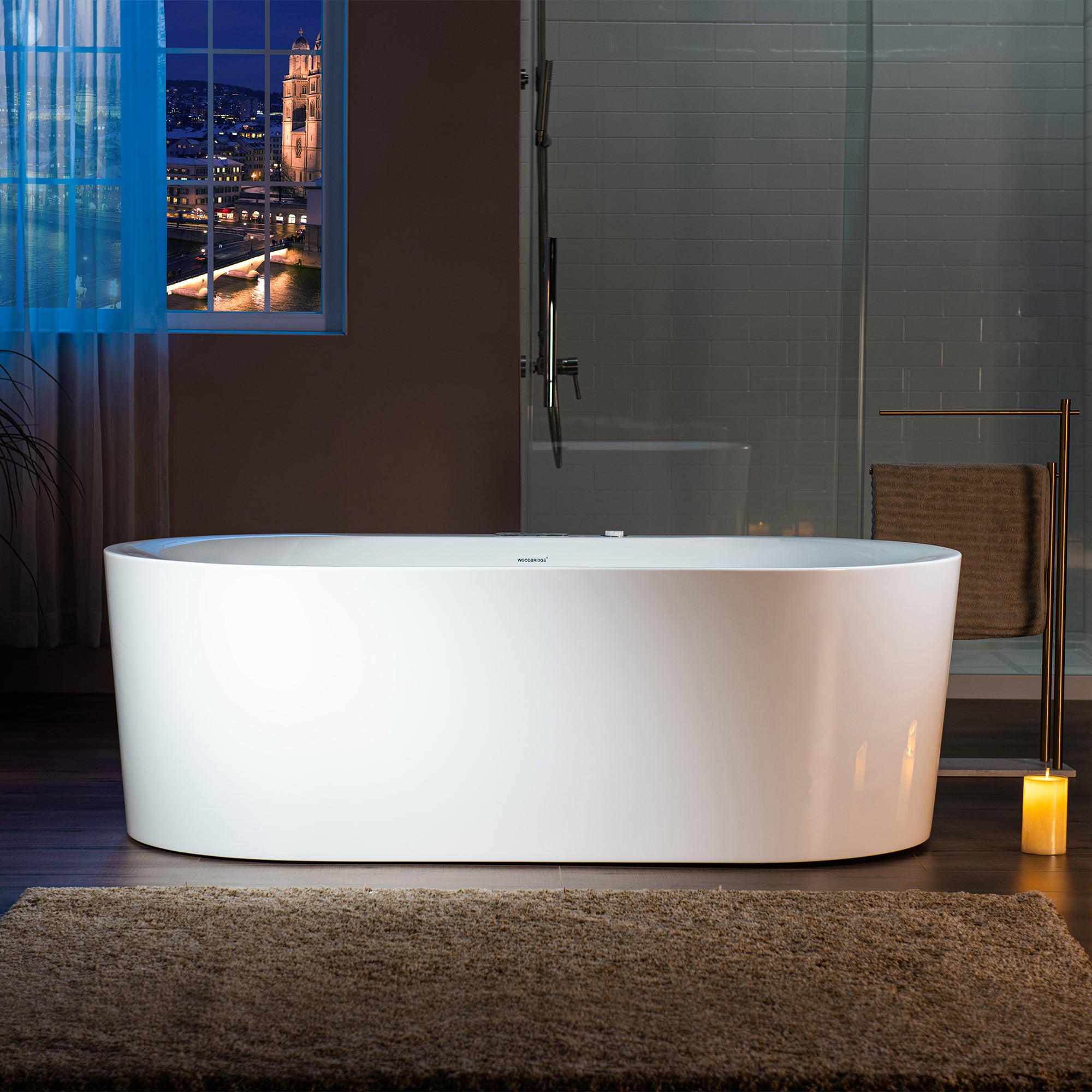 WOODBRIDGE 72" x 35-3/8" Whirlpool and Air Bath Heated Soaking Combination Tub with Adjustable Speed Air Blower and Display Control Panel