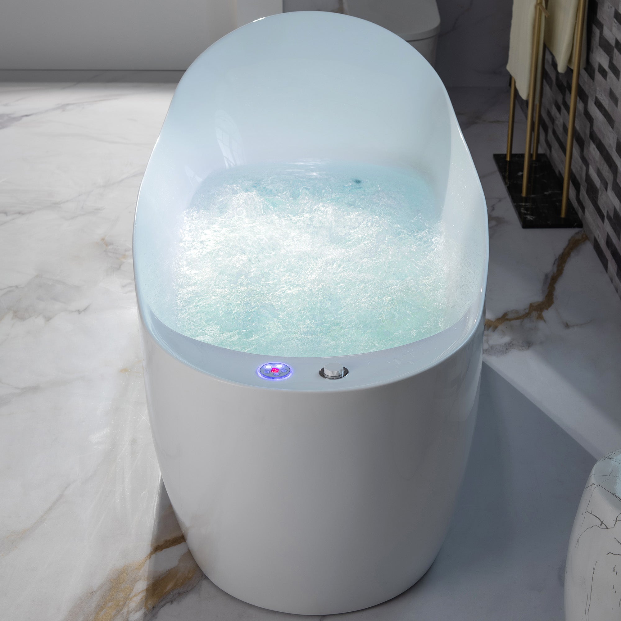 WOODBRIDGE 71" x 31-1/2" Whirlpool and Air Bath Heated Soaking Combination Tub with Adjustable Speed Air Blower and Display Control Panel