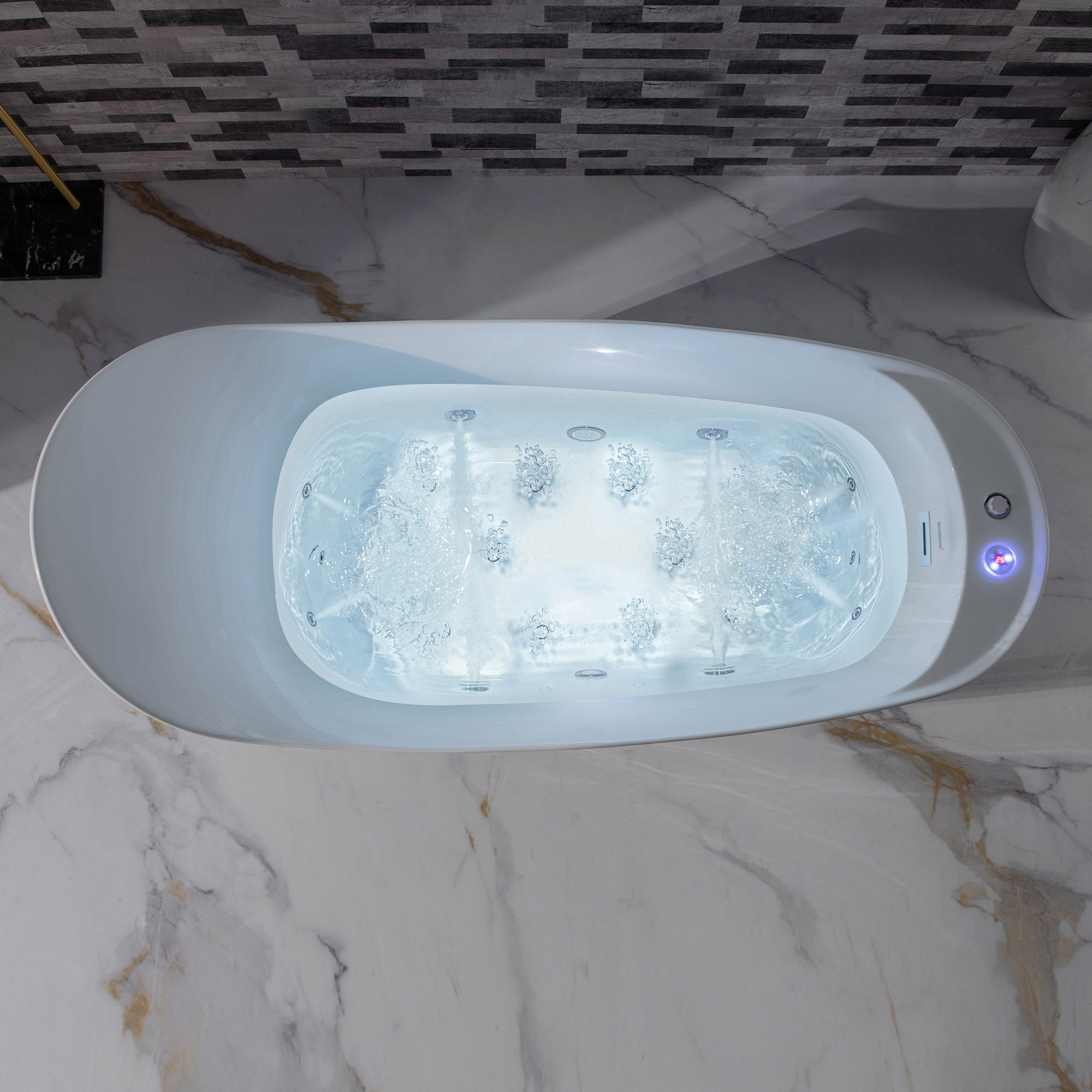 WOODBRIDGE 71" x 31-1/2" Whirlpool and Air Bath Heated Soaking Combination Tub with Adjustable Speed Air Blower and Display Control Panel