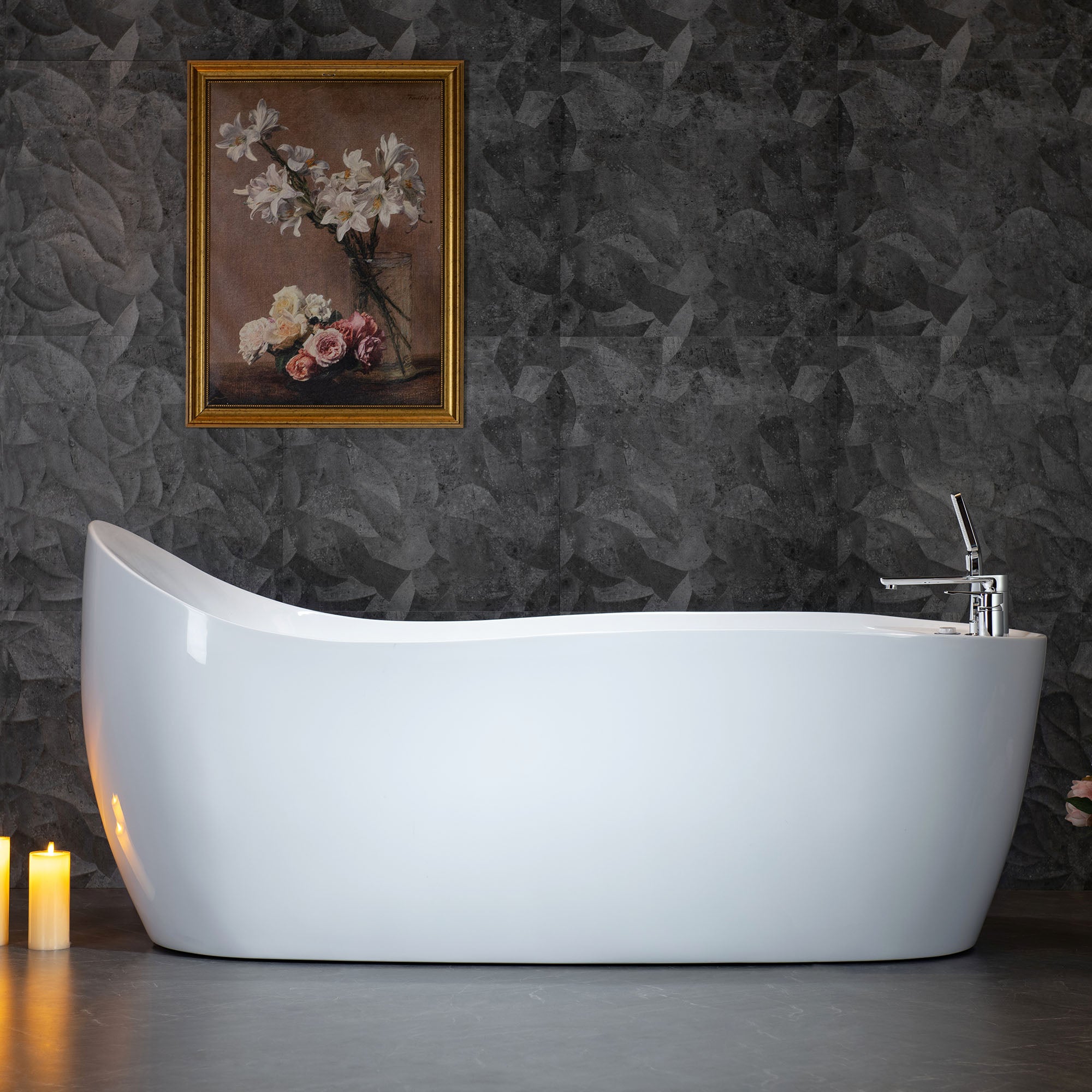 WOODBRIDGE 71" x 31-1/2" Whirlpool and Air Bath Heated Soaking Combination Tub with Adjustable Speed Air Blower, Tub Filler and Display Control Panel, White