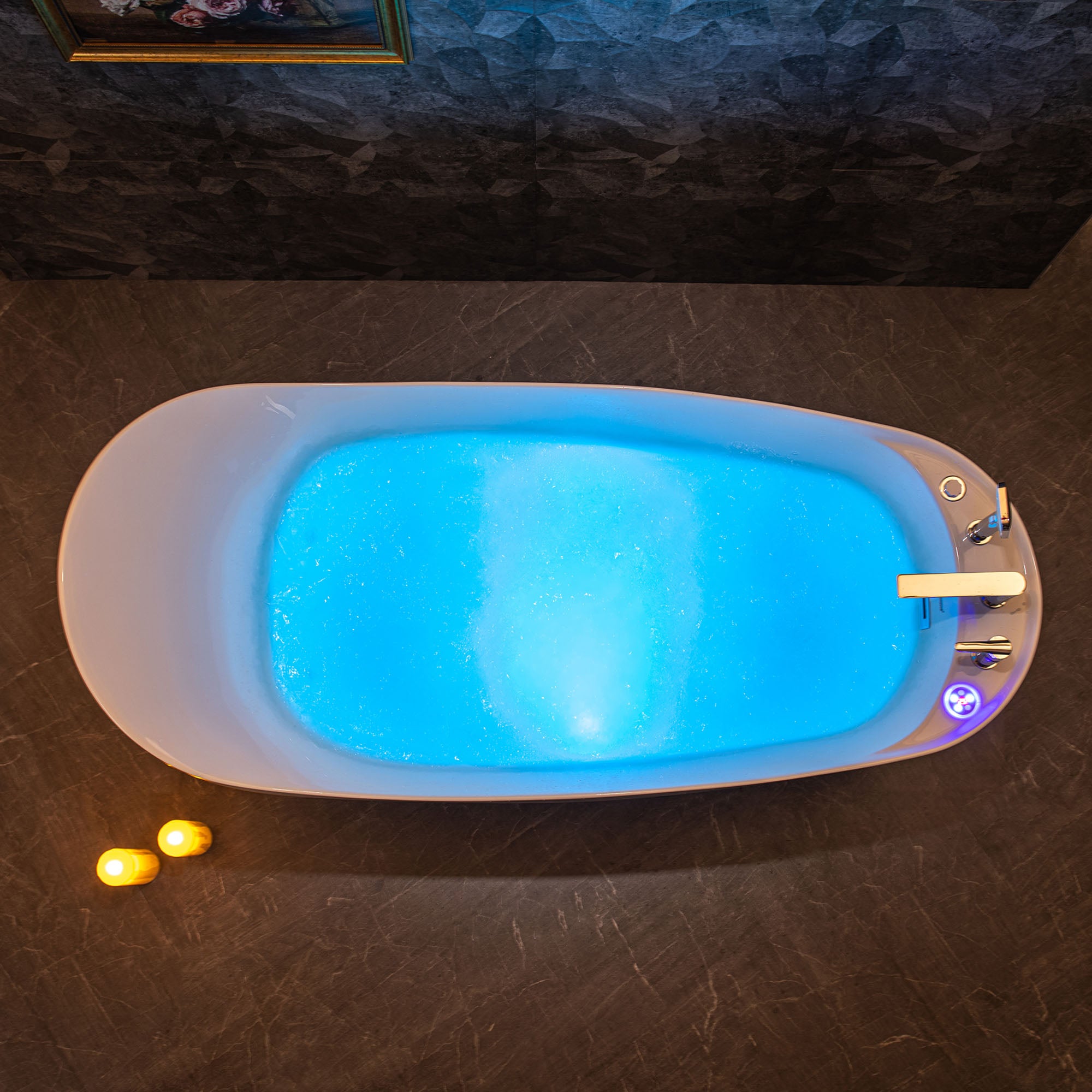 WOODBRIDGE 71" x 31-1/2" Whirlpool and Air Bath Heated Soaking Combination Tub with Adjustable Speed Air Blower, Tub Filler and Display Control Panel, White