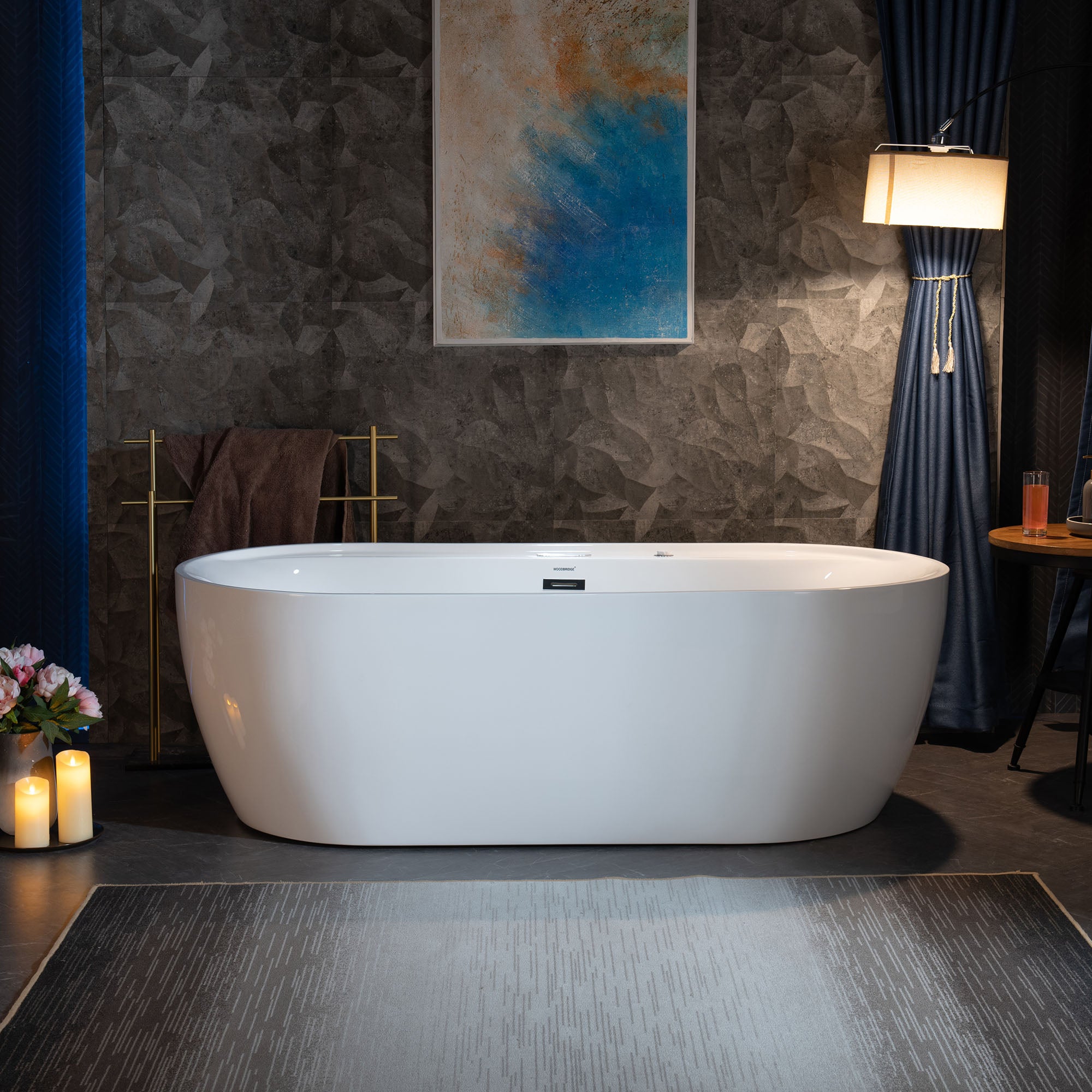WOODBRIDGE 72" x 35-3/8" Whirlpool and Air Bath Heated Soaking Combination Tub