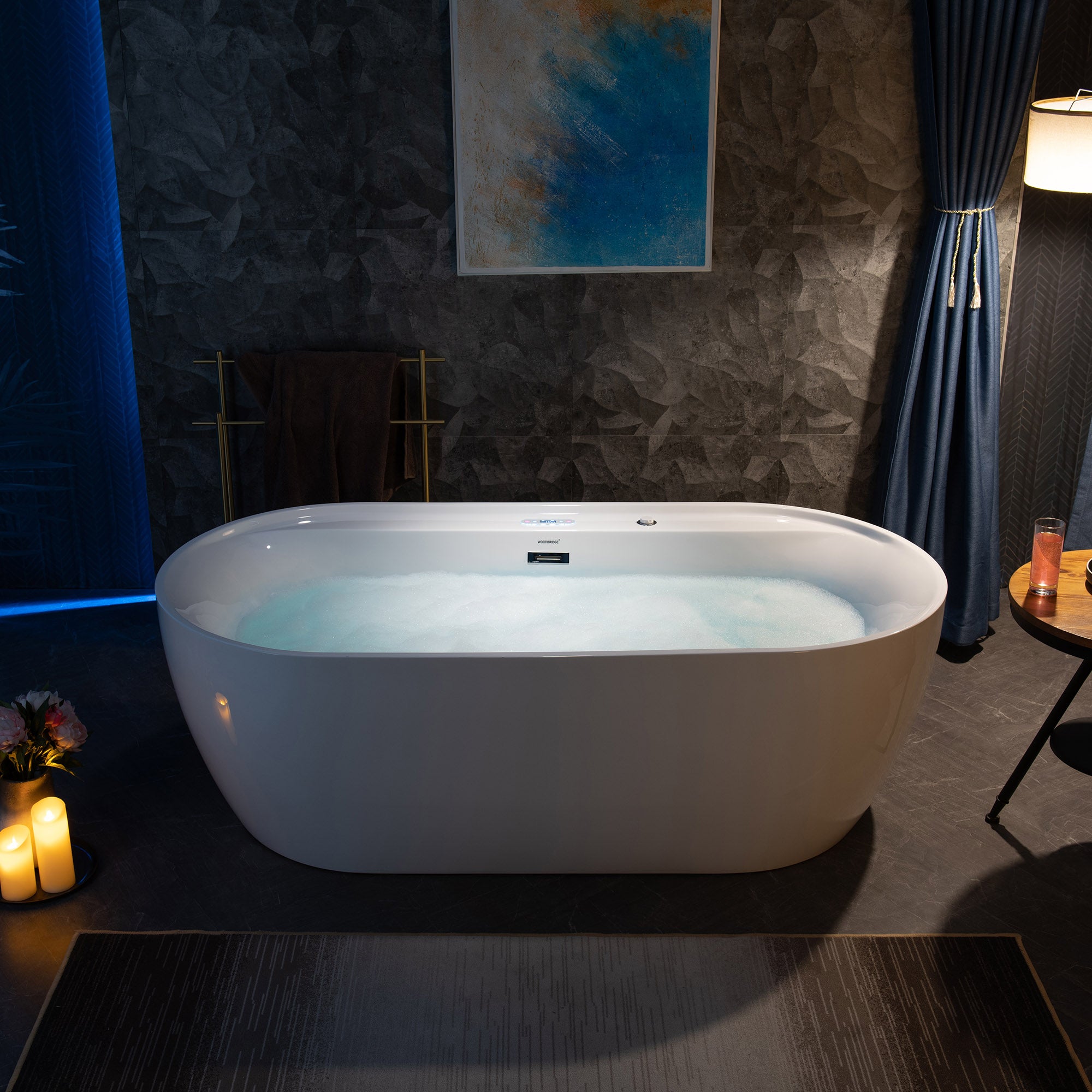 WOODBRIDGE 72" x 35-3/8" Whirlpool and Air Bath Heated Soaking Combination Tub