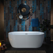 WOODBRIDGE 67" Acrylic Freestanding Bathtub Contemporary Soaking Tub with Drain & Overflow, B0063