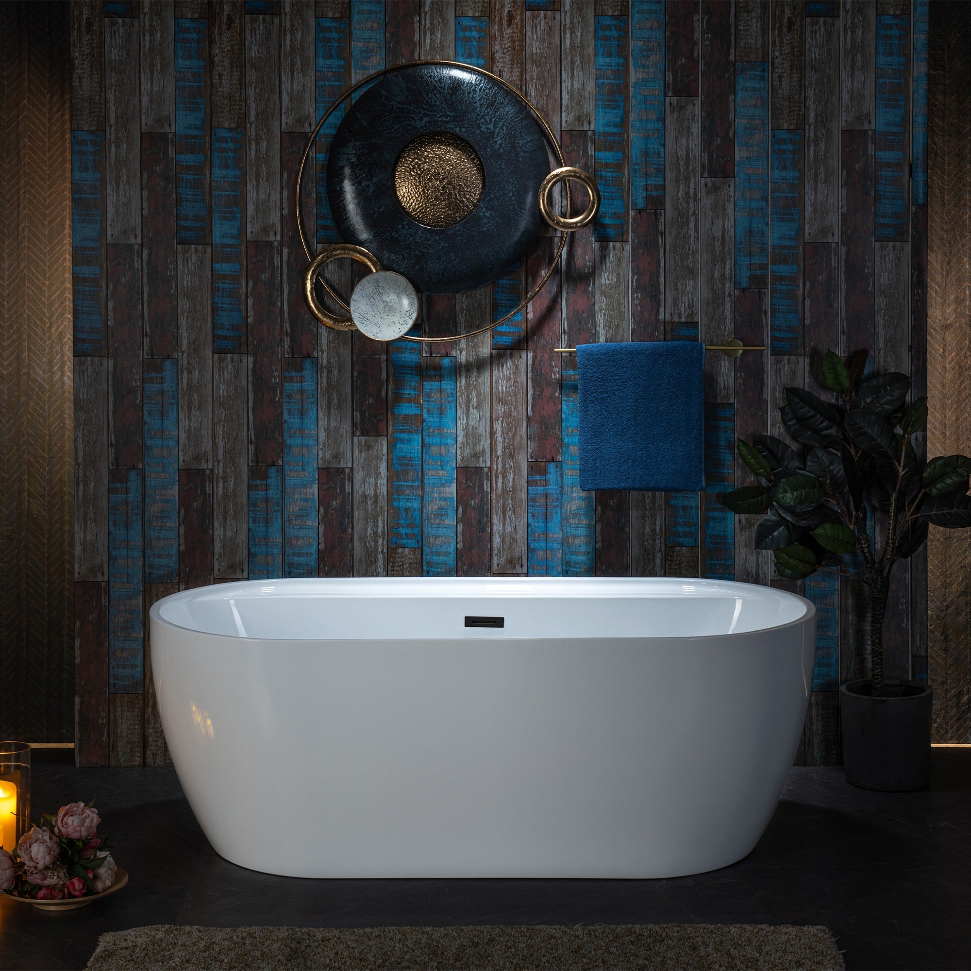 WOODBRIDGE 67" Acrylic Freestanding Bathtub Contemporary Soaking Tub with Drain & Overflow, B0063