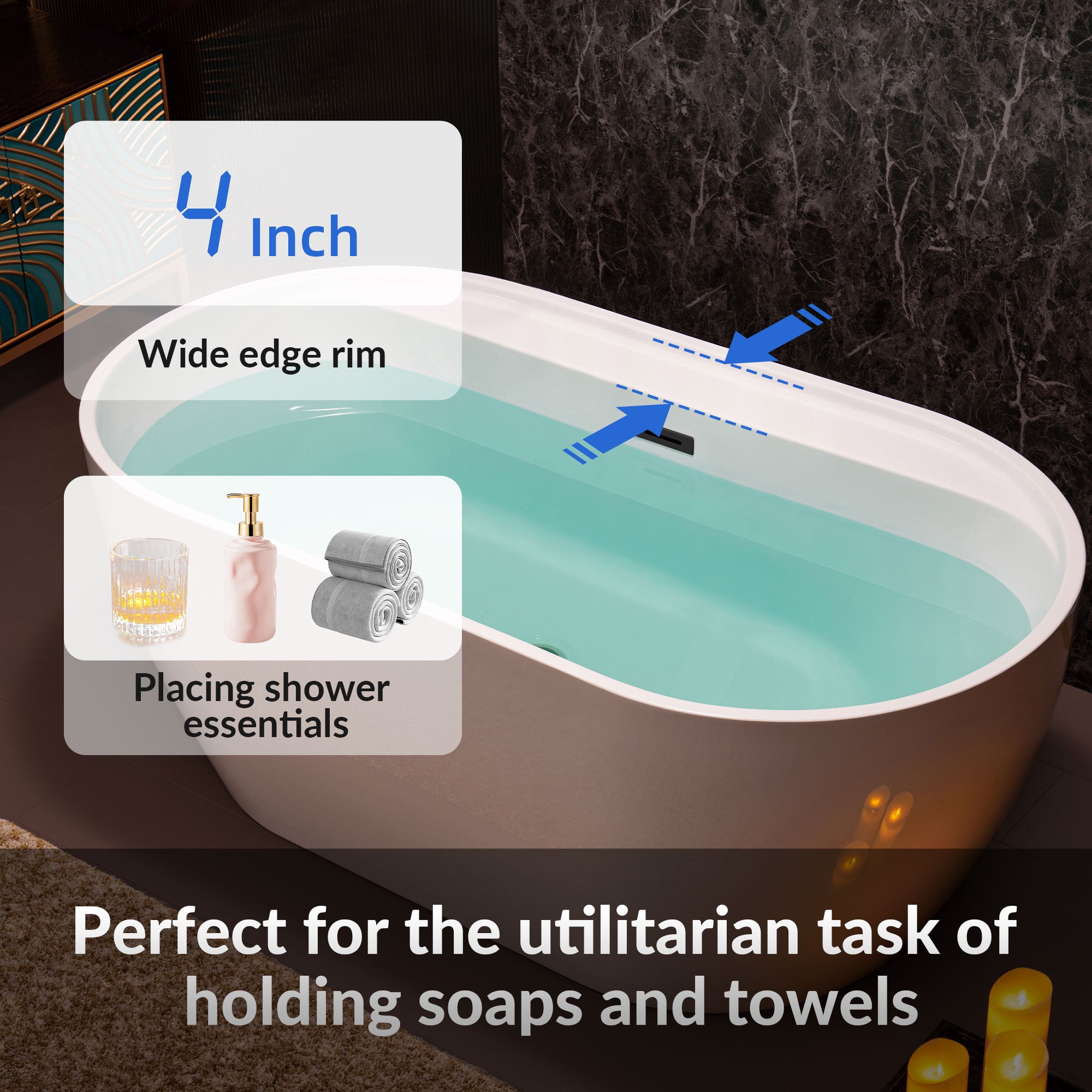 WOODBRIDGE 59" Acrylic Freestanding Bathtub (B0064)