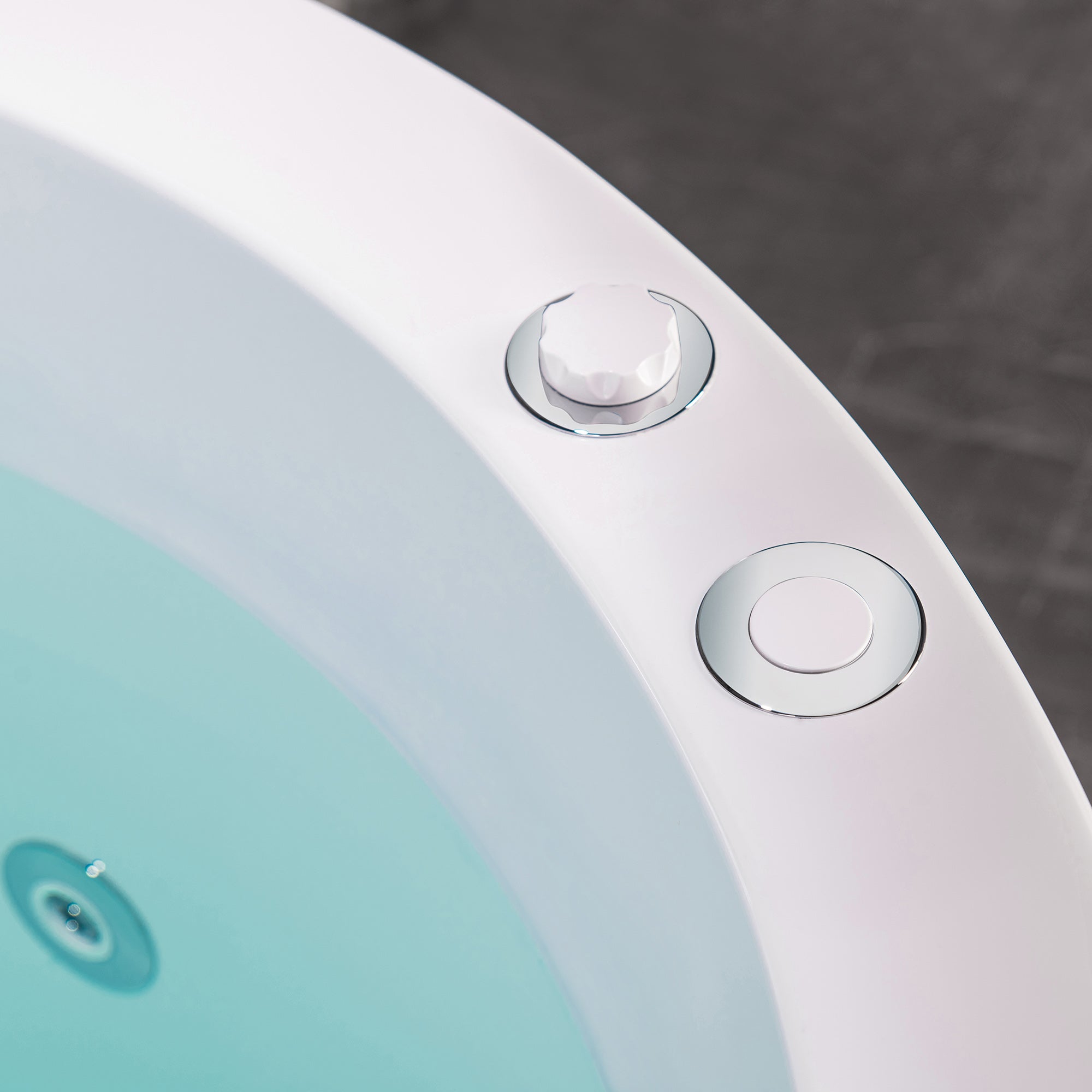 WOODBRIDGE 41" Acrylic Freestanding Round Contemporary Whirlpool Heated Jetted Tub with Pre-molded Seat and Chrome Pop-Up Drain and Overflow, White, BS0260