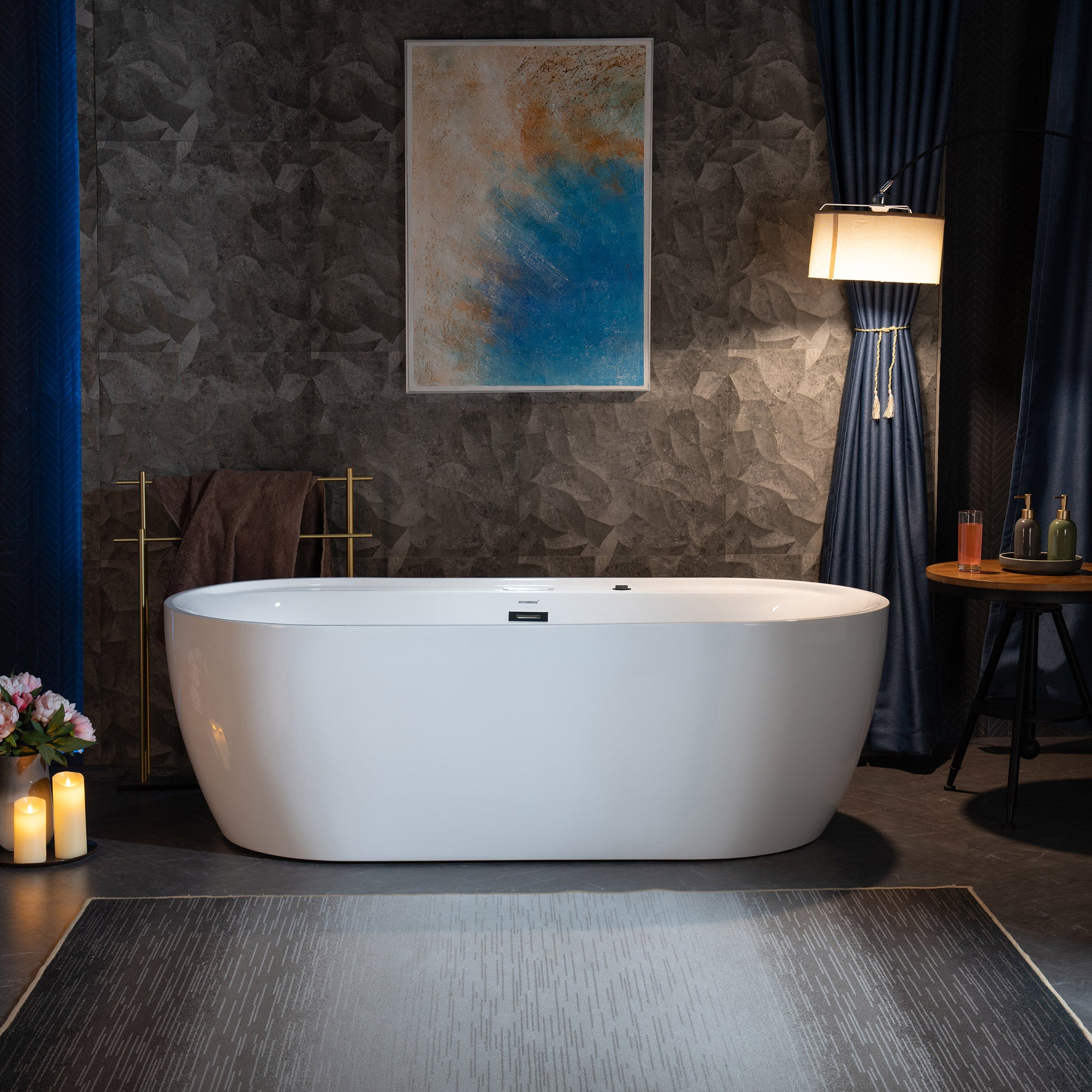 WOODBRIDGE 72" x 35-3/8" Whirlpool and Air Bath Heated Soaking Combination Tub