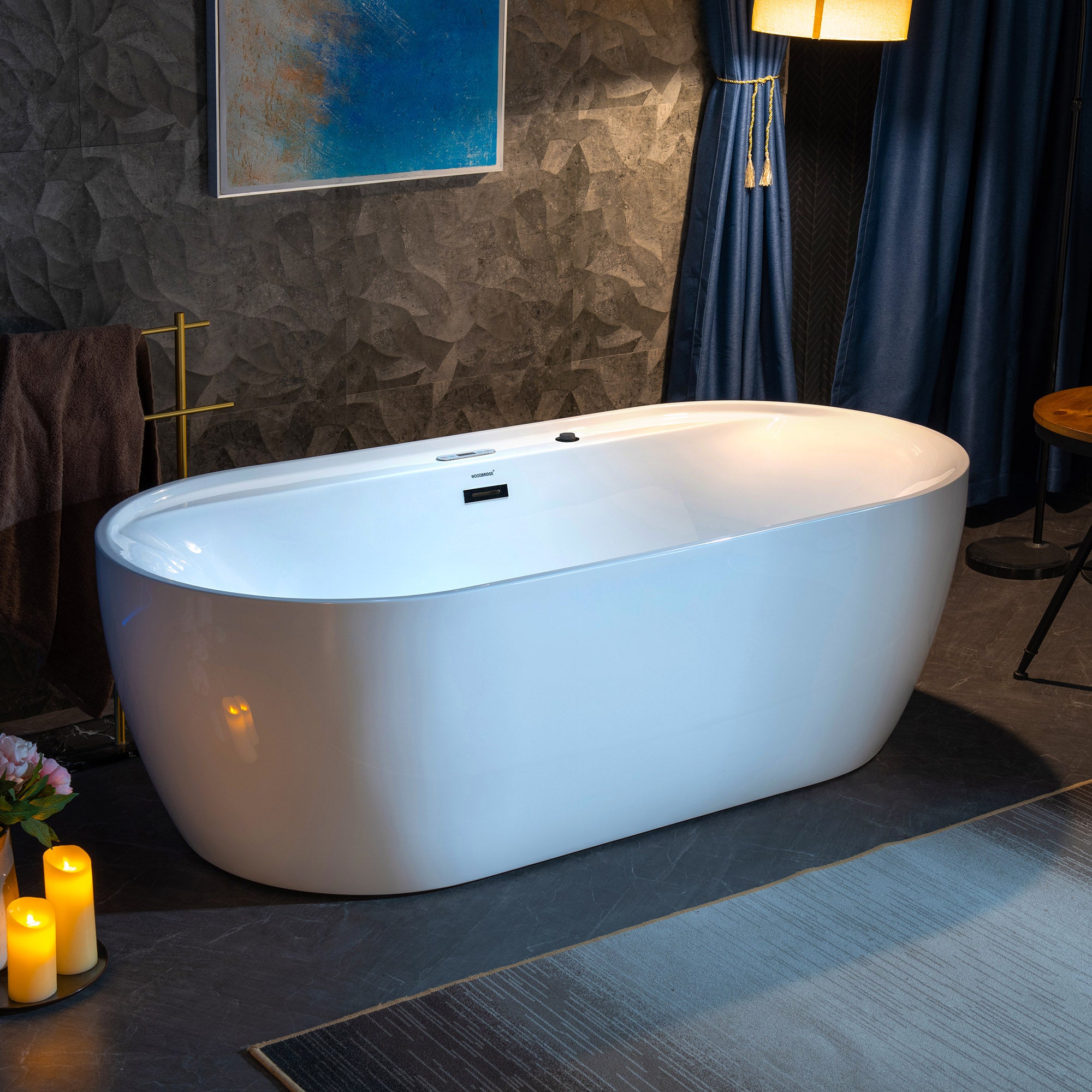 WOODBRIDGE 72" x 35-3/8" Whirlpool and Air Bath Heated Soaking Combination Tub