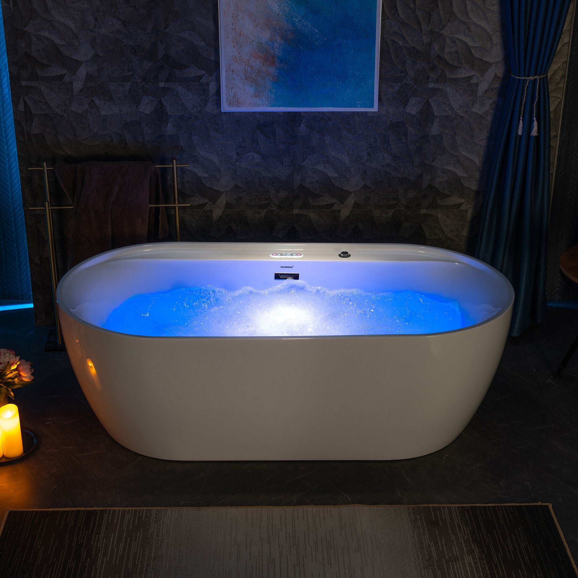 WOODBRIDGE 72" x 35-3/8" Whirlpool and Air Bath Heated Soaking Combination Tub