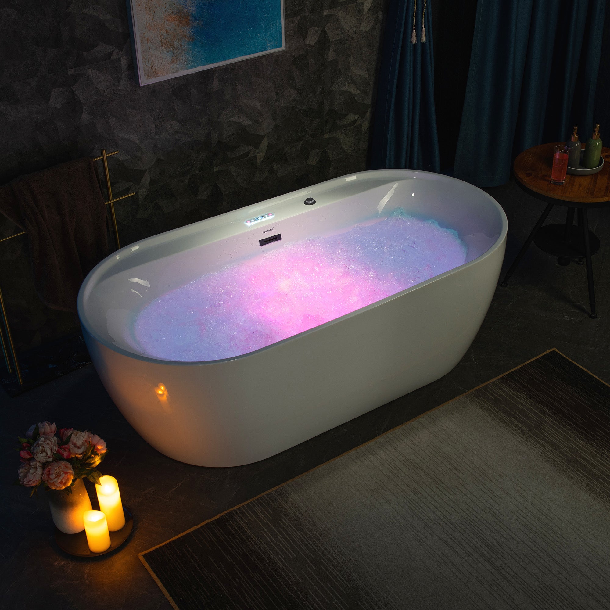 WOODBRIDGE 72" x 35-3/8" Whirlpool and Air Bath Heated Soaking Combination Tub