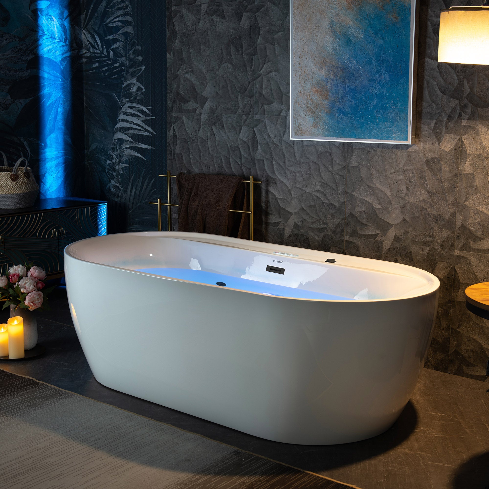 WOODBRIDGE 72" x 35-3/8" Whirlpool and Air Bath Heated Soaking Combination Tub