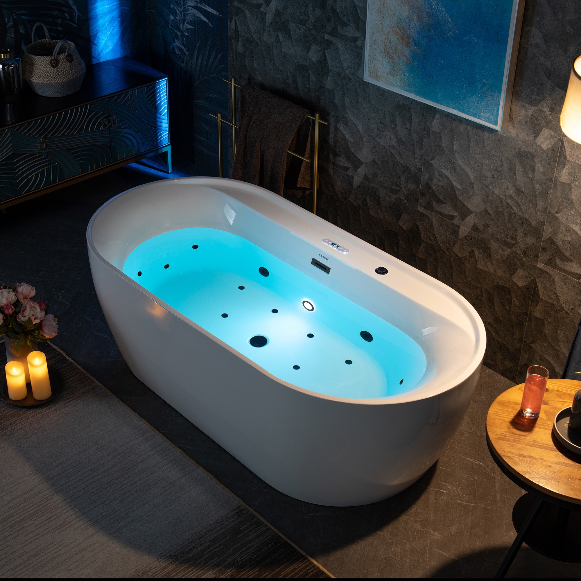 WOODBRIDGE 72" x 35-3/8" Whirlpool and Air Bath Heated Soaking Combination Tub