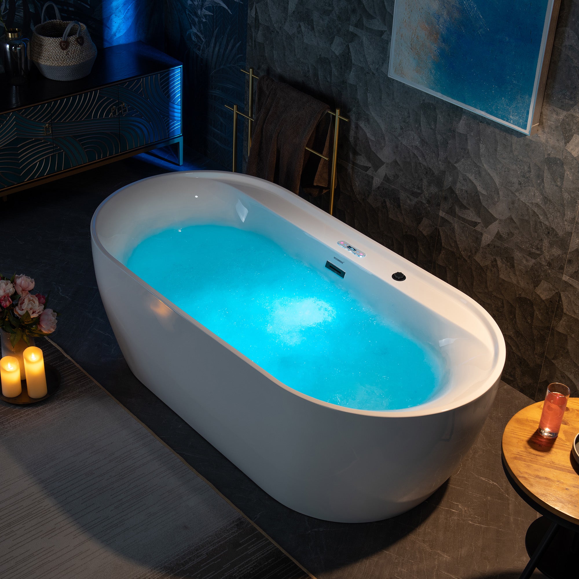 WOODBRIDGE 72" x 35-3/8" Whirlpool and Air Bath Heated Soaking Combination Tub