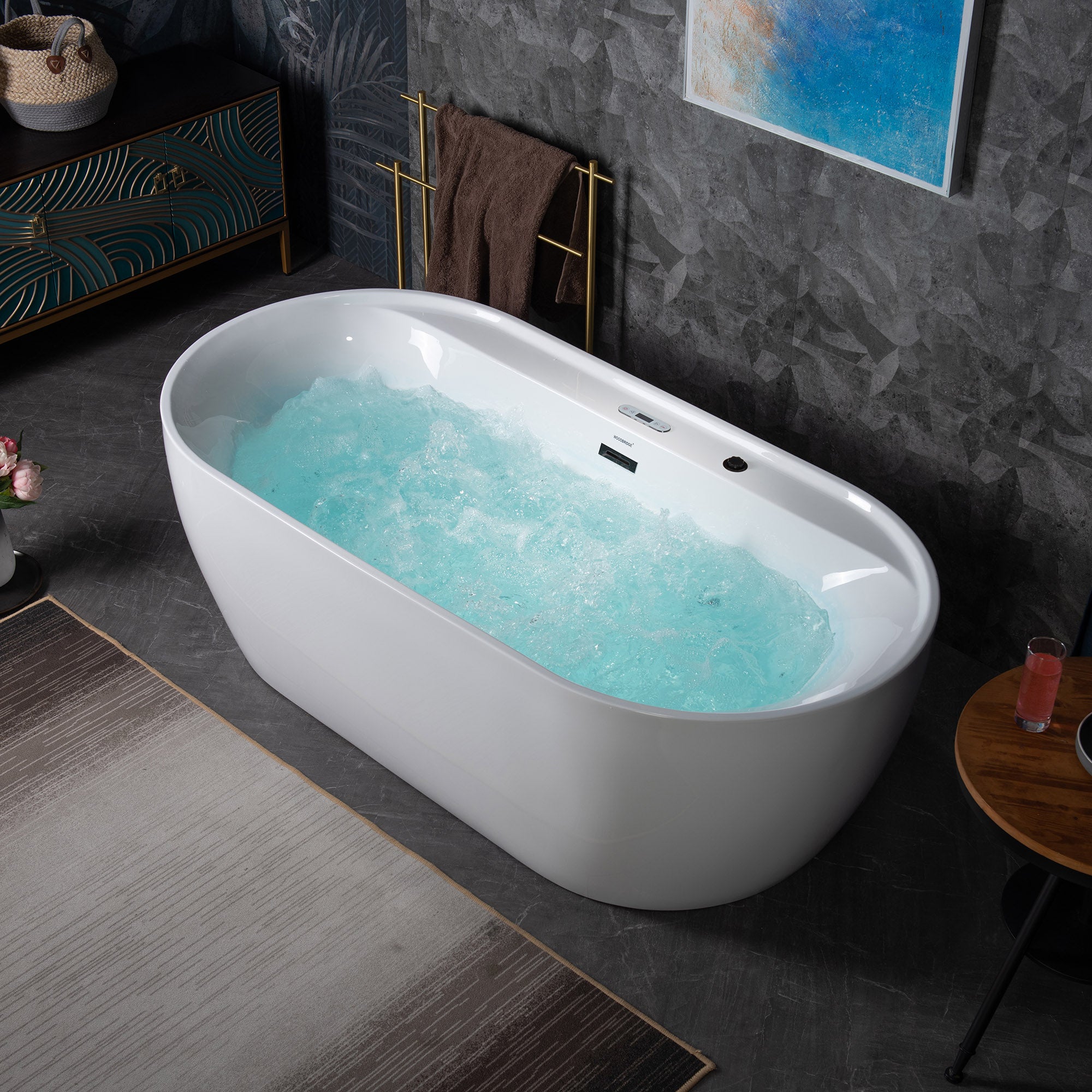 WOODBRIDGE BJ500 / BM500 72 Inch Whirlpool and Air Bath Heated Freestanding Bathtub