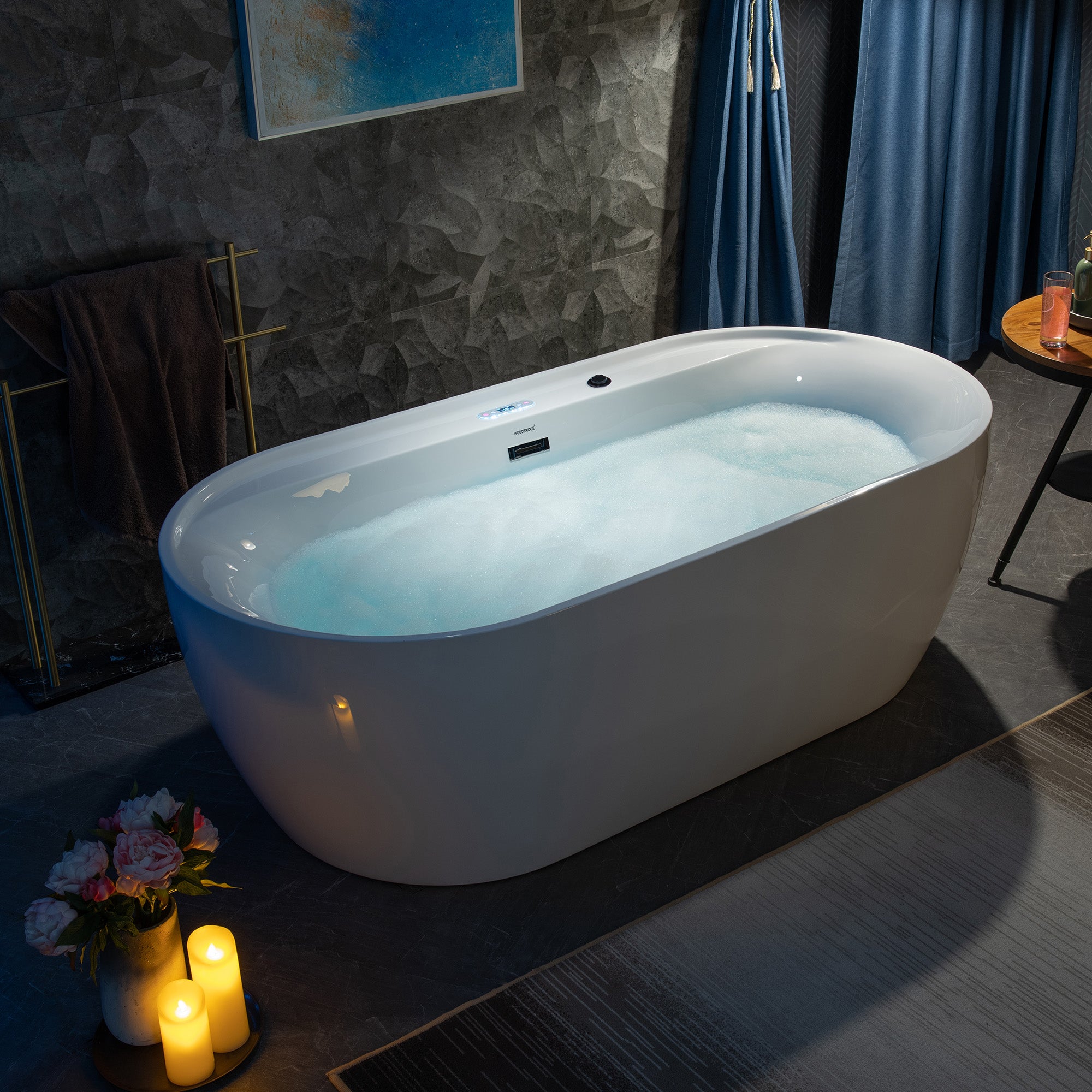 WOODBRIDGE BJ500 / BM500 72 Inch Whirlpool and Air Bath Heated Freestanding Bathtub