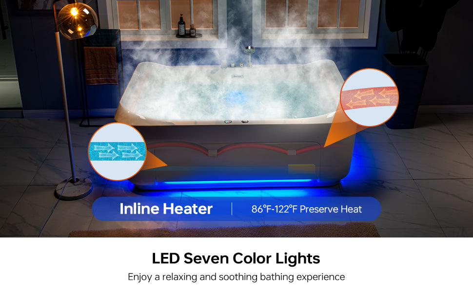 WOODBRIDGE 2-Person Freestanding Whirlpool & Air Bath Tub with Heated Blower – BTS0091