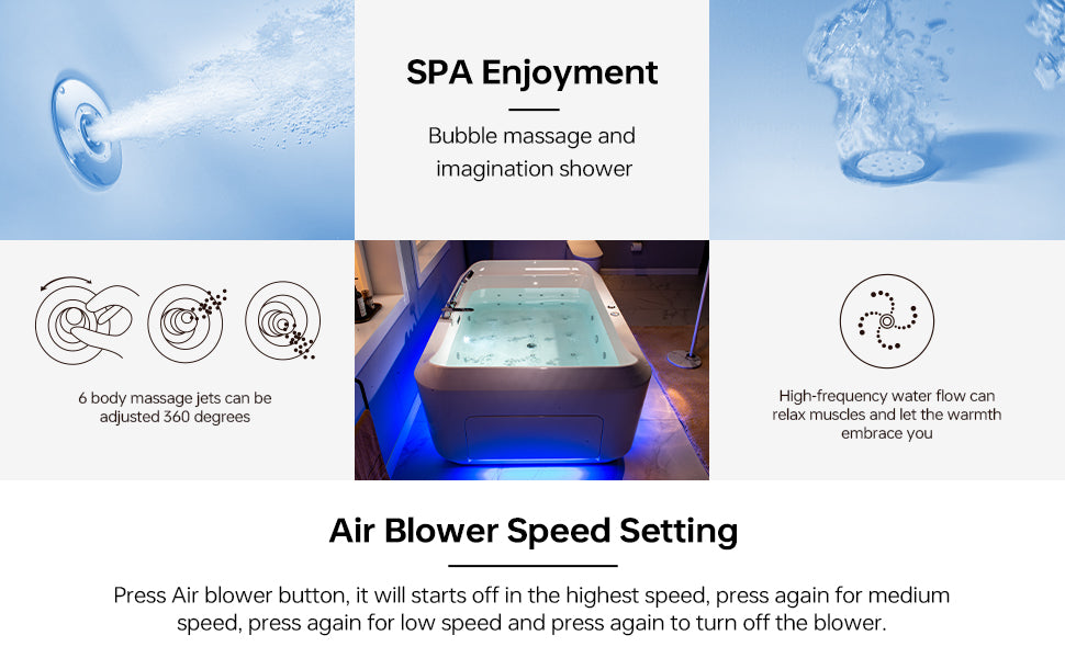 WOODBRIDGE 2-Person Freestanding Whirlpool & Air Bath Tub with Heated Blower – BTS0091
