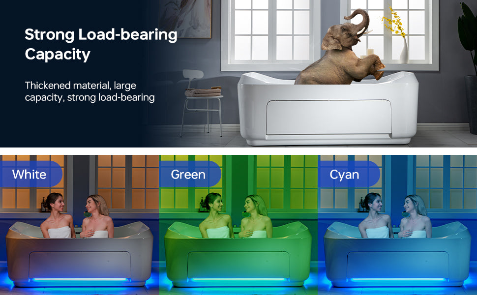 WOODBRIDGE 2-Person Freestanding Whirlpool & Air Bath Tub with Heated Blower – BTS0091