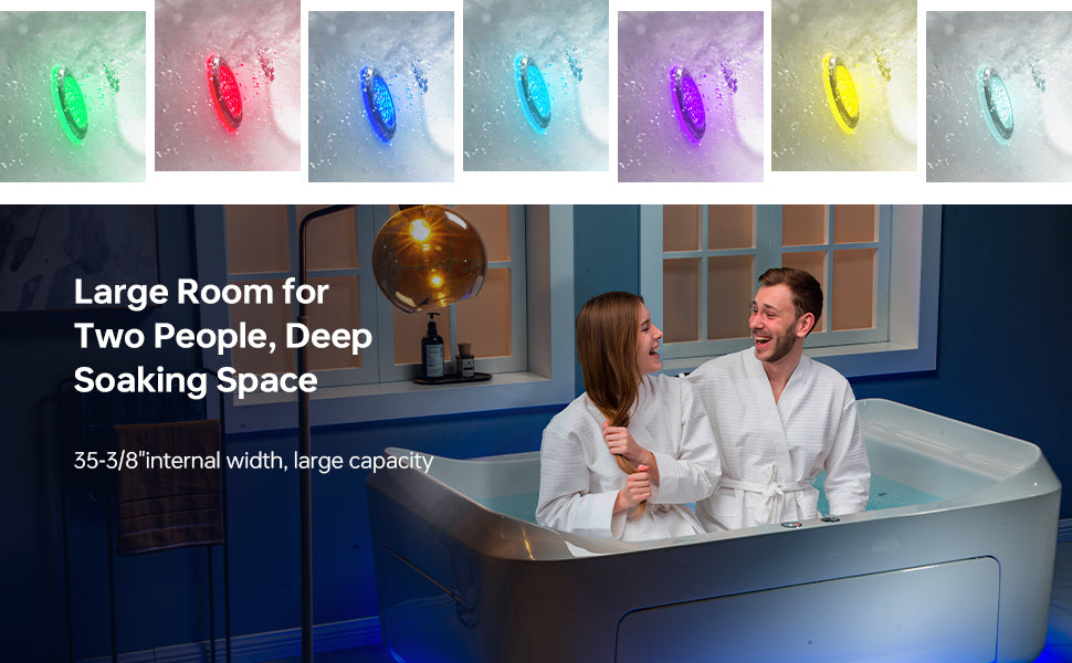 WOODBRIDGE 2-Person Freestanding Whirlpool & Air Bath Tub with Heated Blower – BTS0091