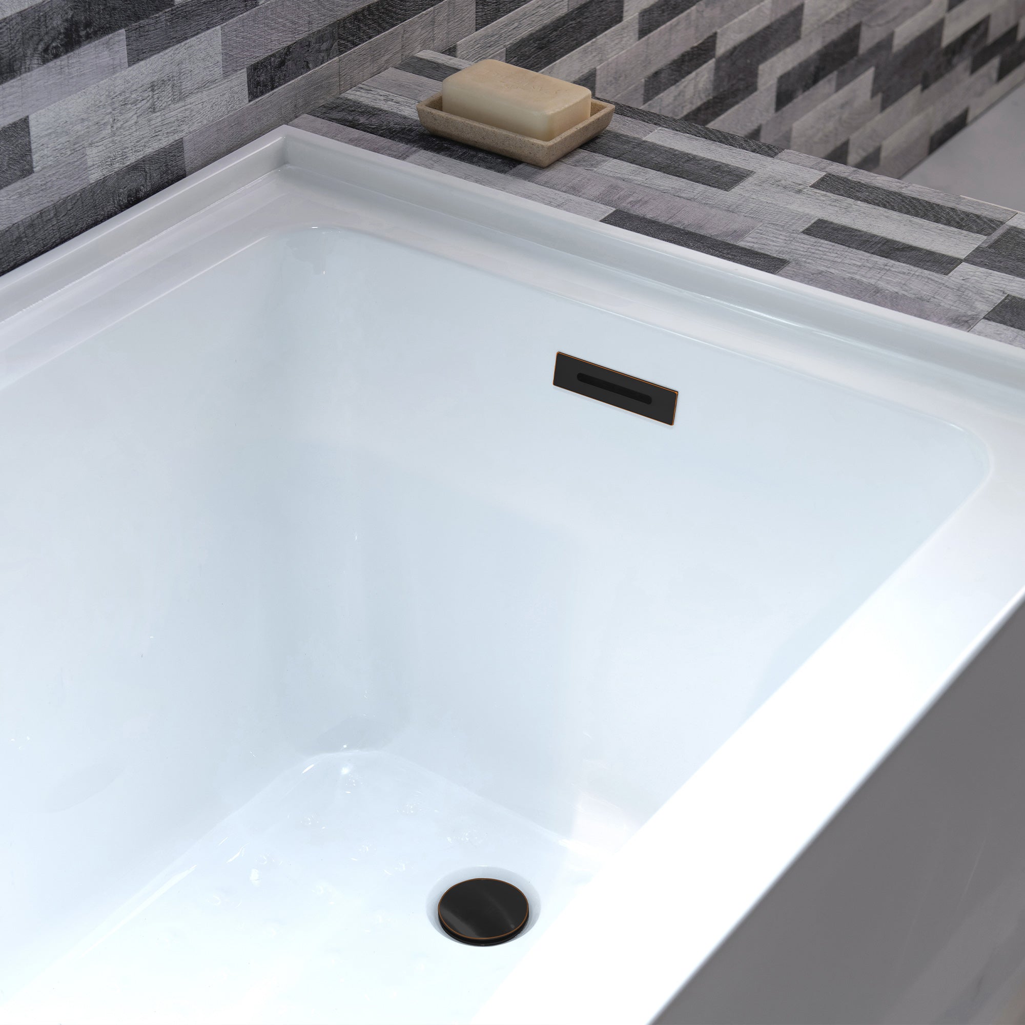 WOODBRIDGE 60" Acrylic Rectangular Alcove Soaking Bathtub in White with Right Drain