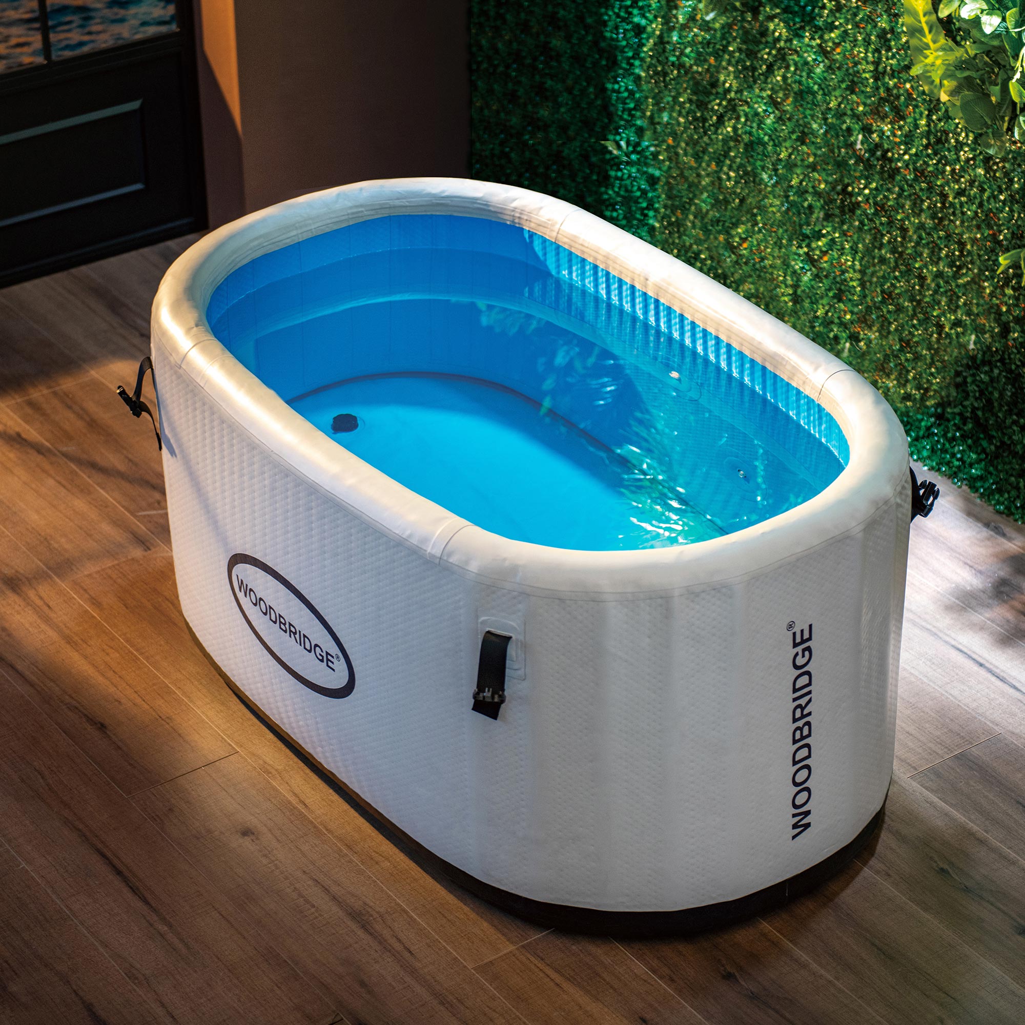 WOODBRIDGE Inflatable Cold Plunge Tub with 1.3 HP High-Performance Cooling and Heating Chiller in Gray,Filter circulation system, PVC Insulated Lid, Hand Pump and Repair Kit Included, Anti-Slid Bottom