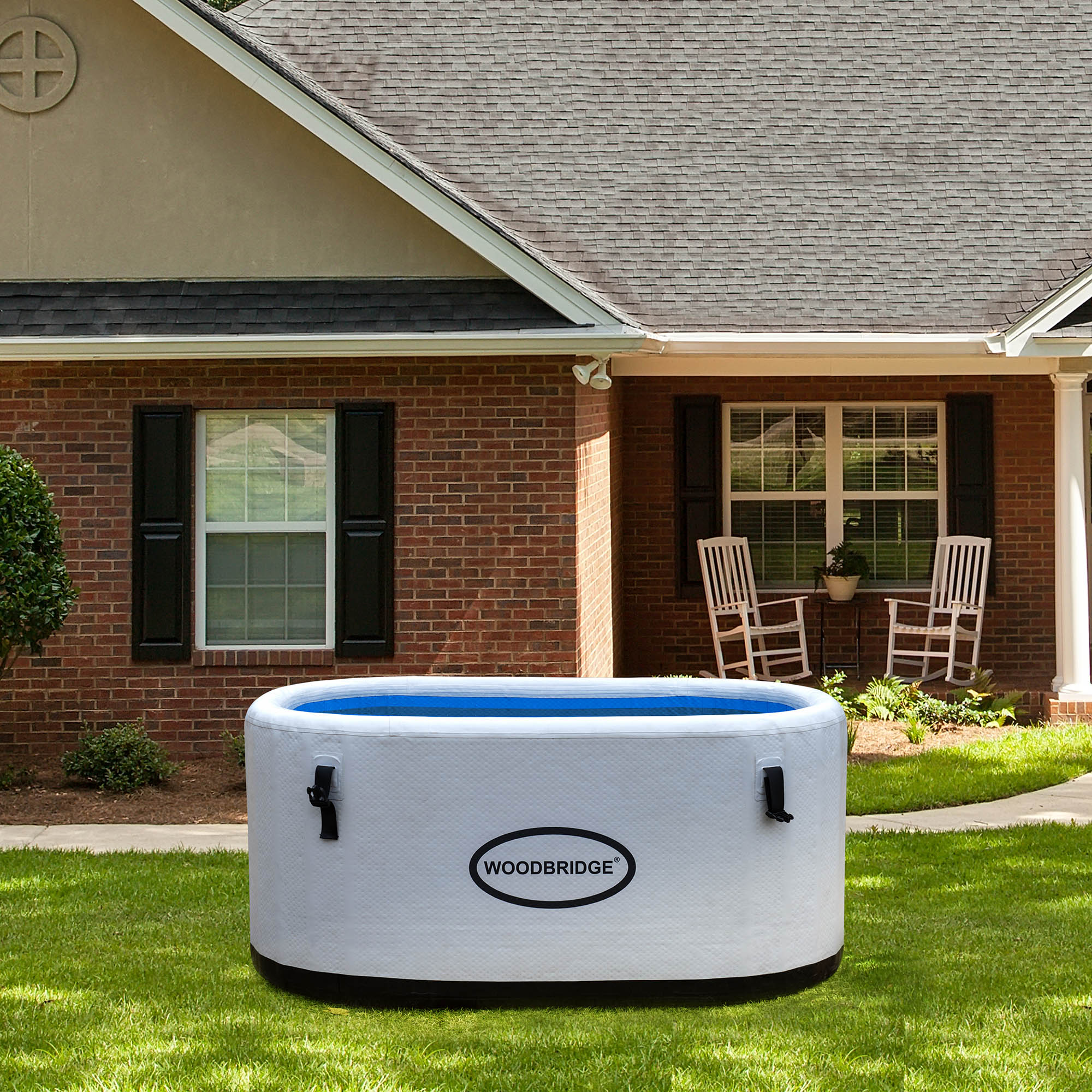 WOODBRIDGE Inflatable Oval Ice Bath Cold Plunge Tub with PVC Insulated Lid, Hand Pump and Repair Kit Included, Anti-Slid Bottom