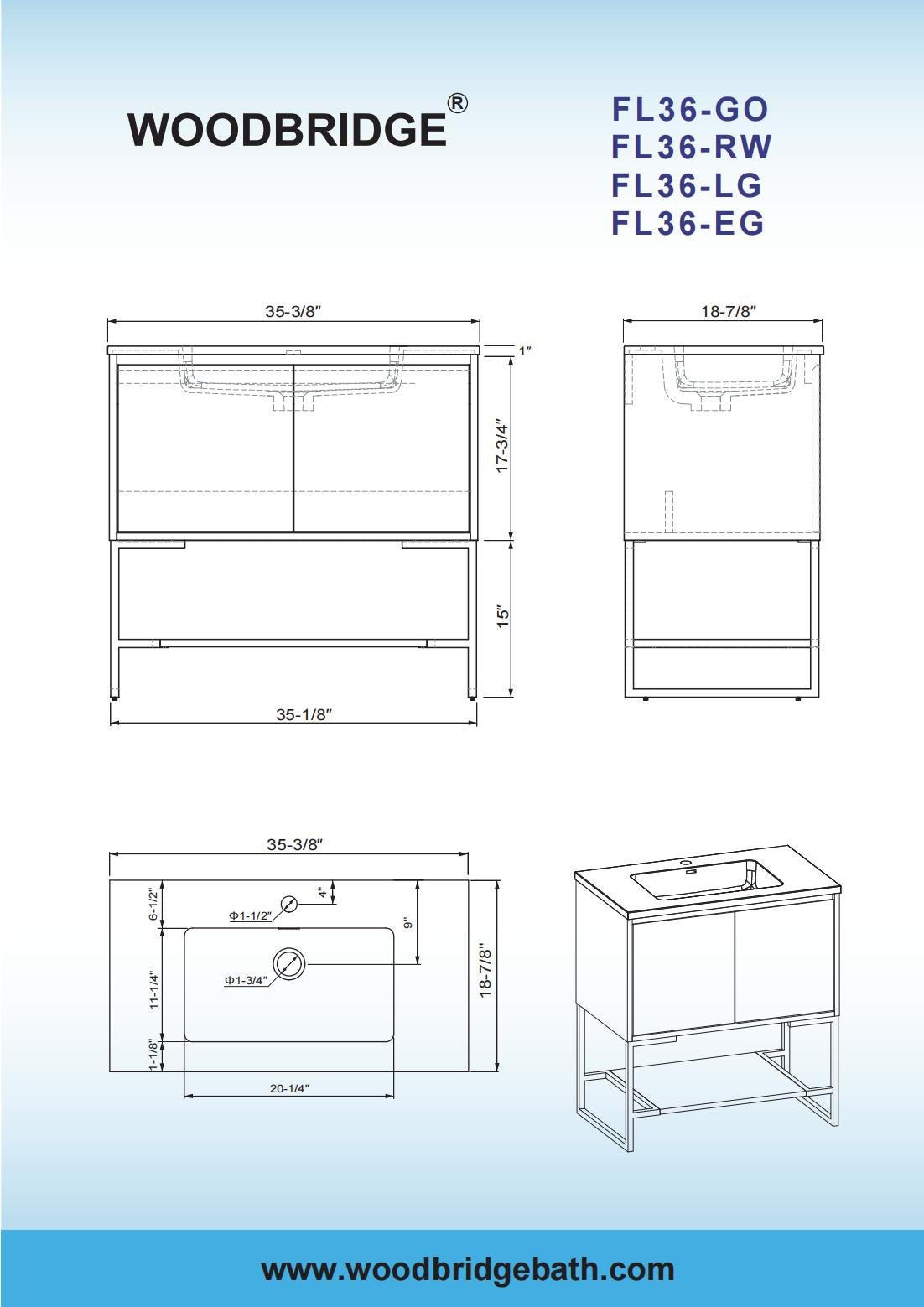 WOODBRIDGE 23-5/8 in. W x 18-7/8 in. D Bathroom Vanity in Oak with Resin Composite Vanity Top in Glossy White, with Stainless Steel Frame