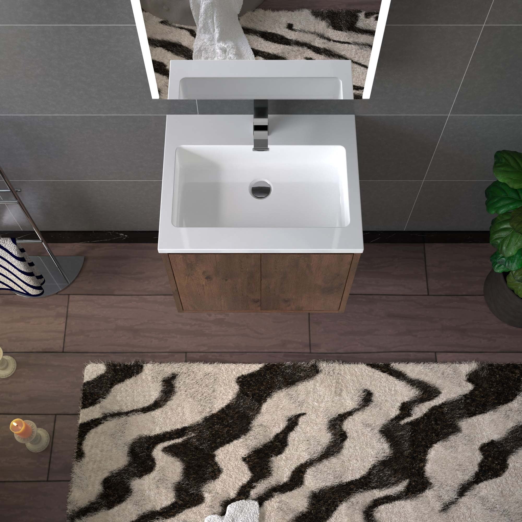 WOODBRIDGE 23-5/8 in. W x 18-7/8 in. D Bathroom Vanity in Rose Wood with Resin Composite Vanity Top