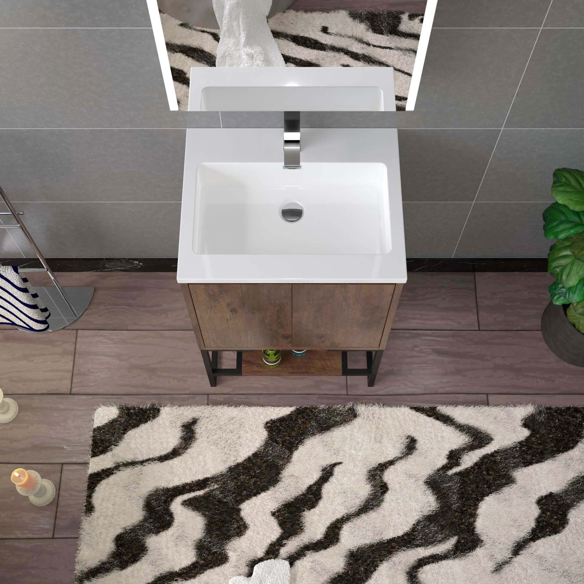 WOODBRIDGE 23-5/8 in. W x 18-7/8 in. D Bathroom Vanity in Rose Wood with Resin Composite Vanity Top
