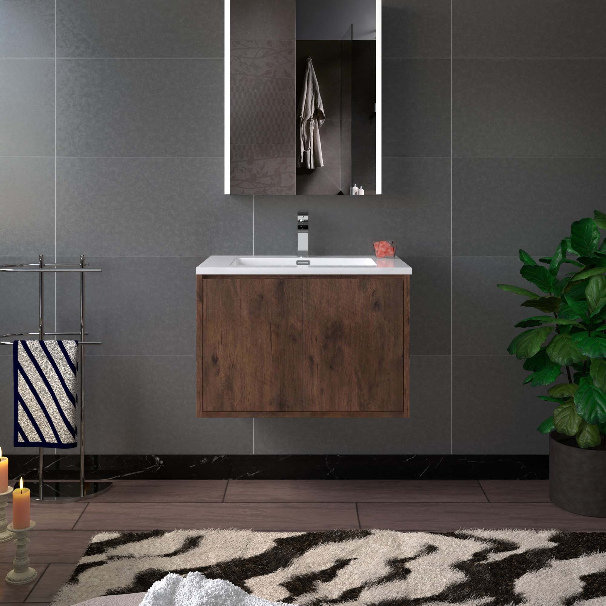 WOODBRIDGE 23-5/8 in. W x 18-7/8 in. D Bathroom Vanity in Rose Wood with Resin Composite Vanity Top