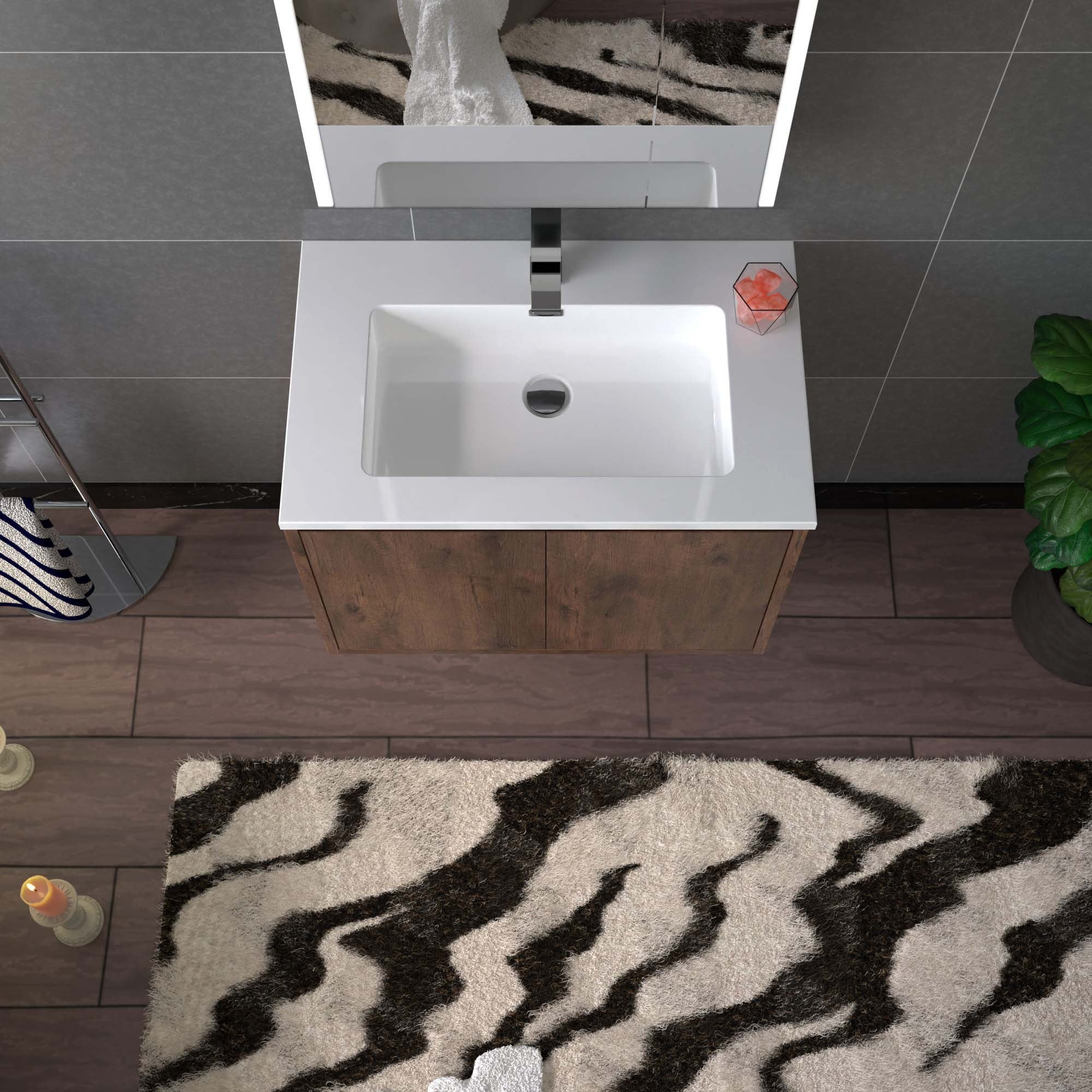 WOODBRIDGE 23-5/8 in. W x 18-7/8 in. D Bathroom Vanity in Rose Wood with Resin Composite Vanity Top