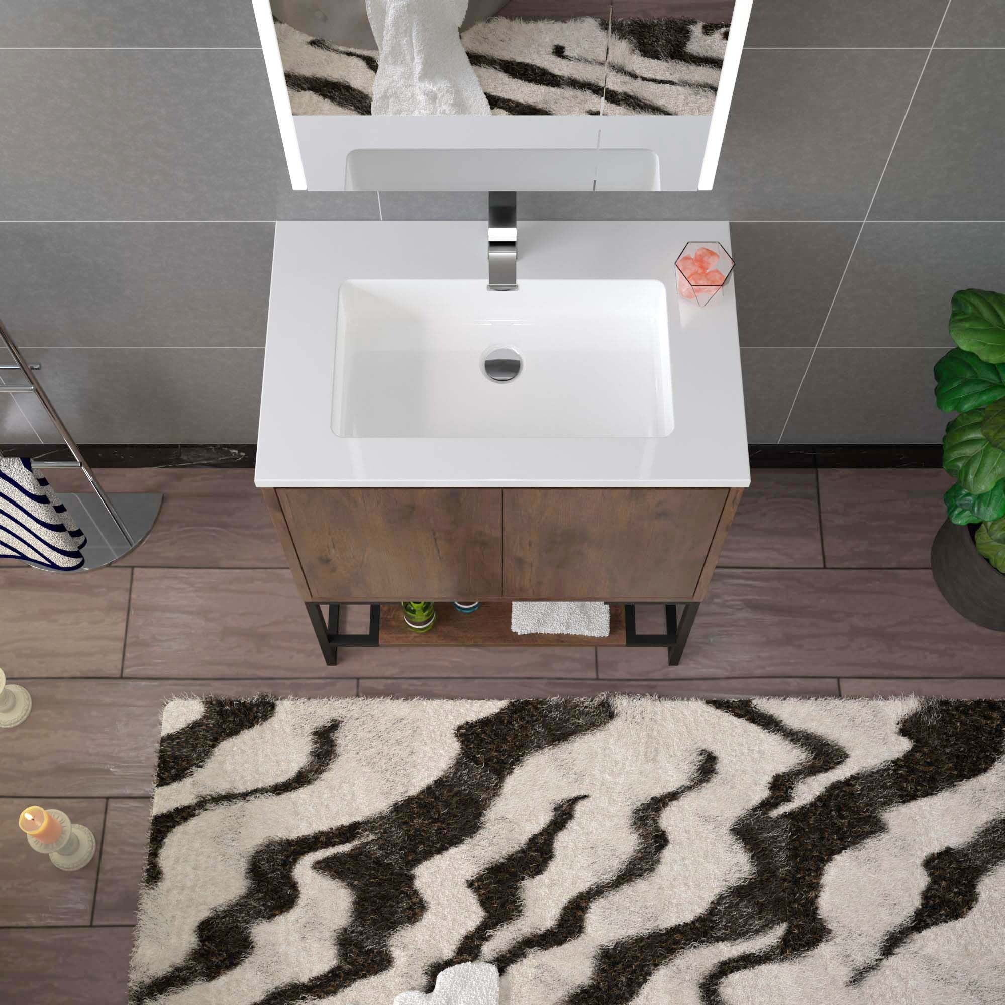 WOODBRIDGE 23-5/8 in. W x 18-7/8 in. D Bathroom Vanity in Rose Wood with Resin Composite Vanity Top
