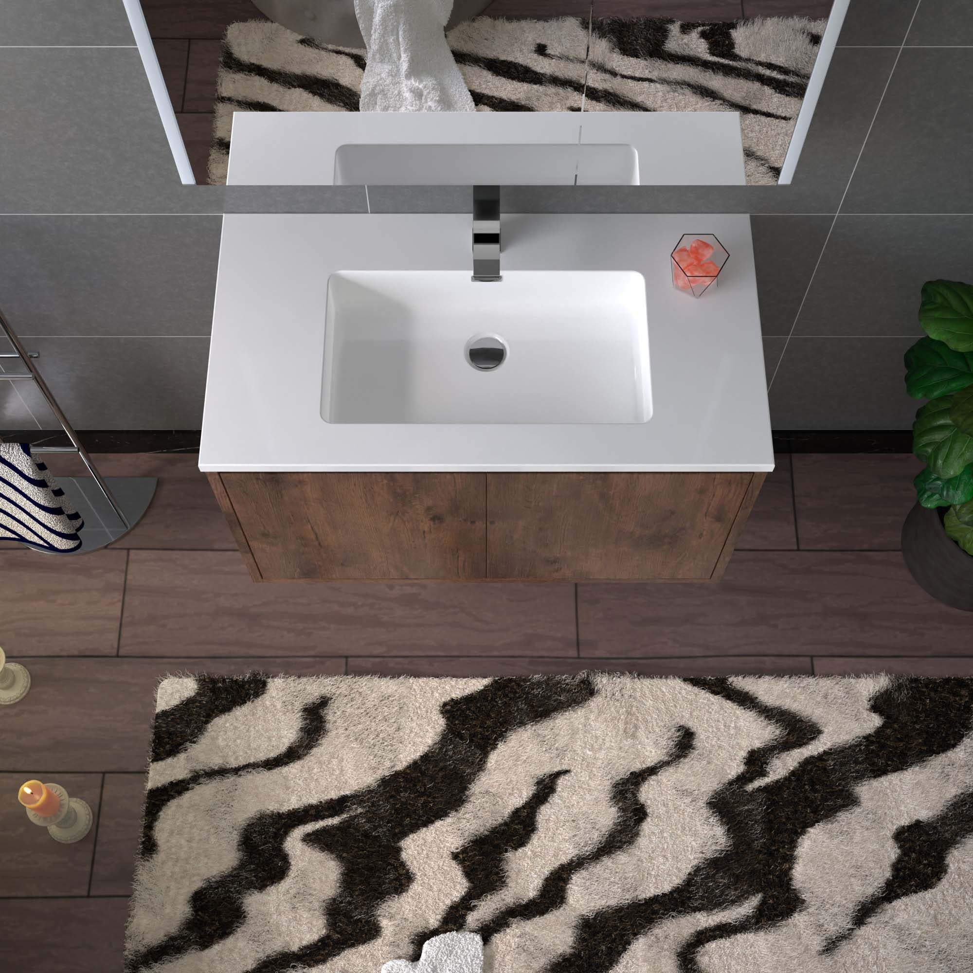 WOODBRIDGE 23-5/8 in. W x 18-7/8 in. D Bathroom Vanity in Rose Wood with Resin Composite Vanity Top