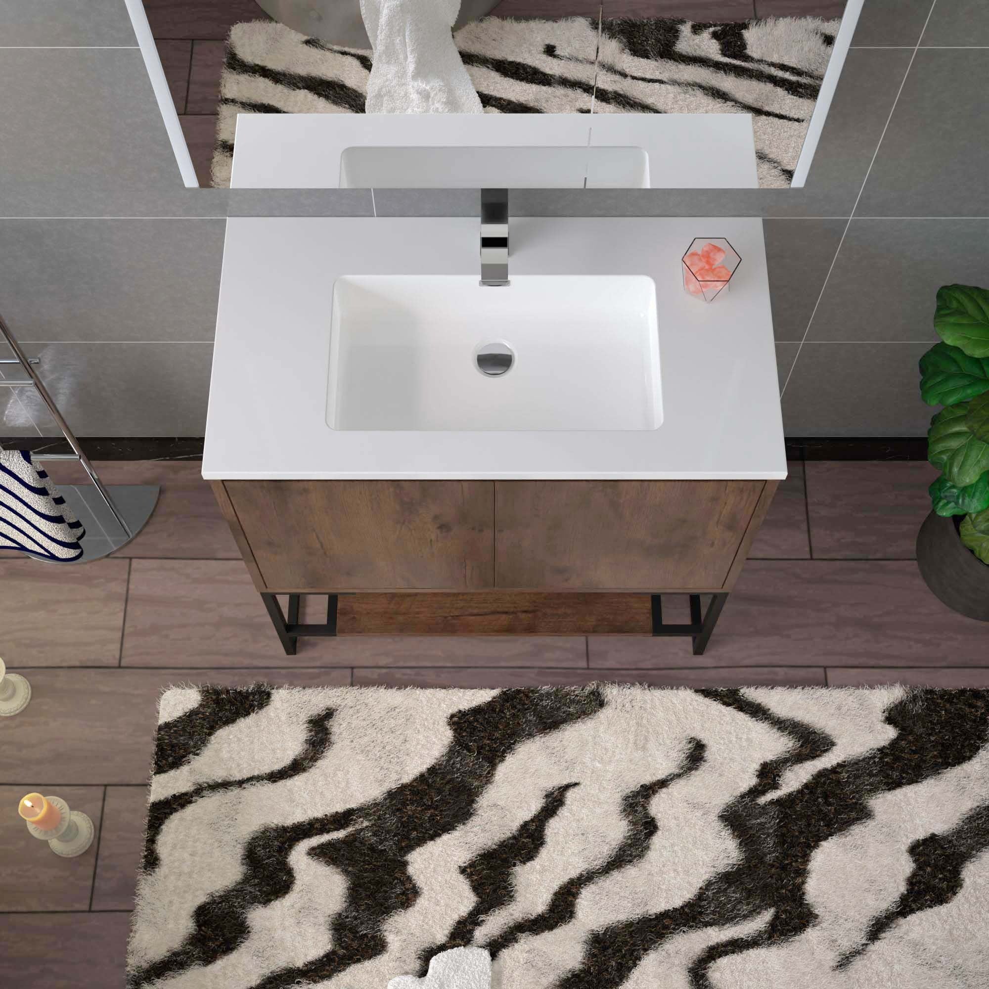 WOODBRIDGE 23-5/8 in. W x 18-7/8 in. D Bathroom Vanity in Rose Wood with Resin Composite Vanity Top