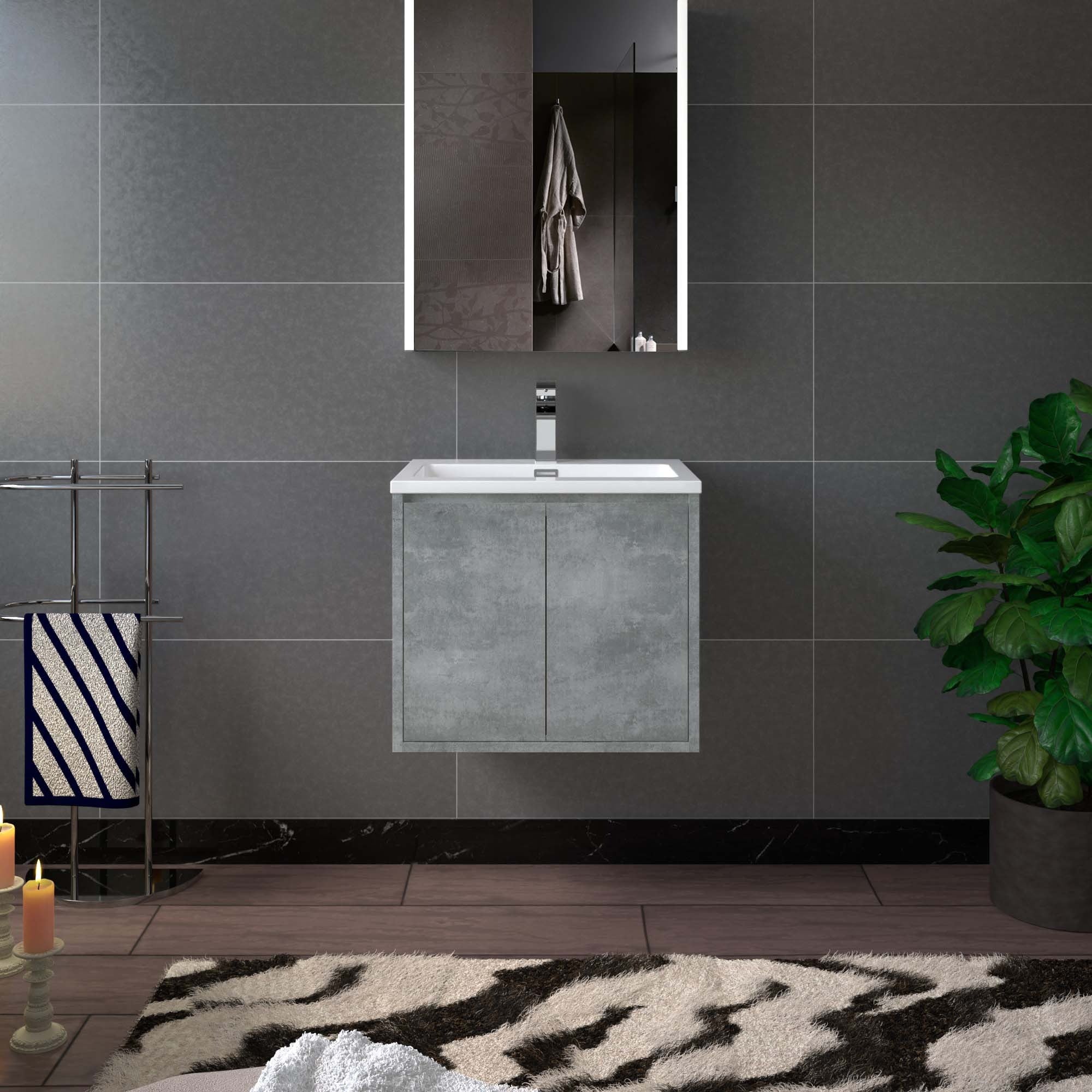 WOODBRIDGE 24 in. W x 19 in. D Bathroom Vanity in Gray with Resin Composite Vanity Top