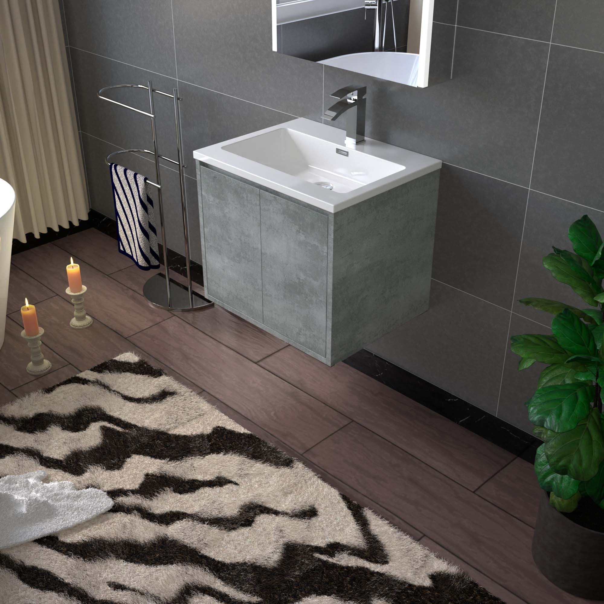 WOODBRIDGE 24 in. W x 19 in. D Bathroom Vanity in Gray with Resin Composite Vanity Top