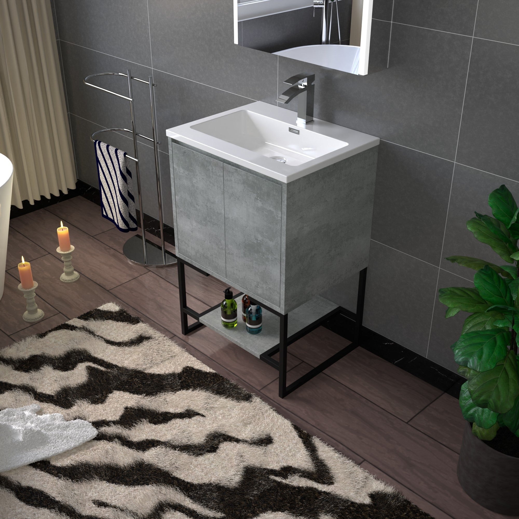 WOODBRIDGE 24 in. W x 19 in. D Bathroom Vanity in Gray with Resin Composite Vanity Top