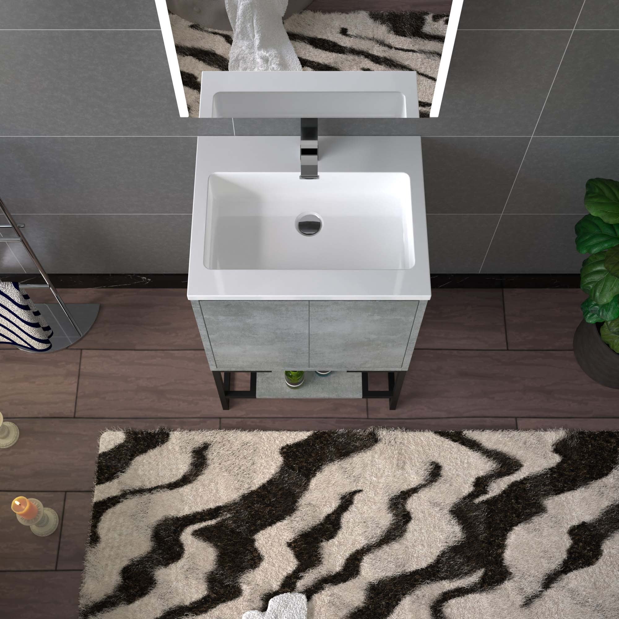 WOODBRIDGE 24 in. W x 19 in. D Bathroom Vanity in Gray with Resin Composite Vanity Top