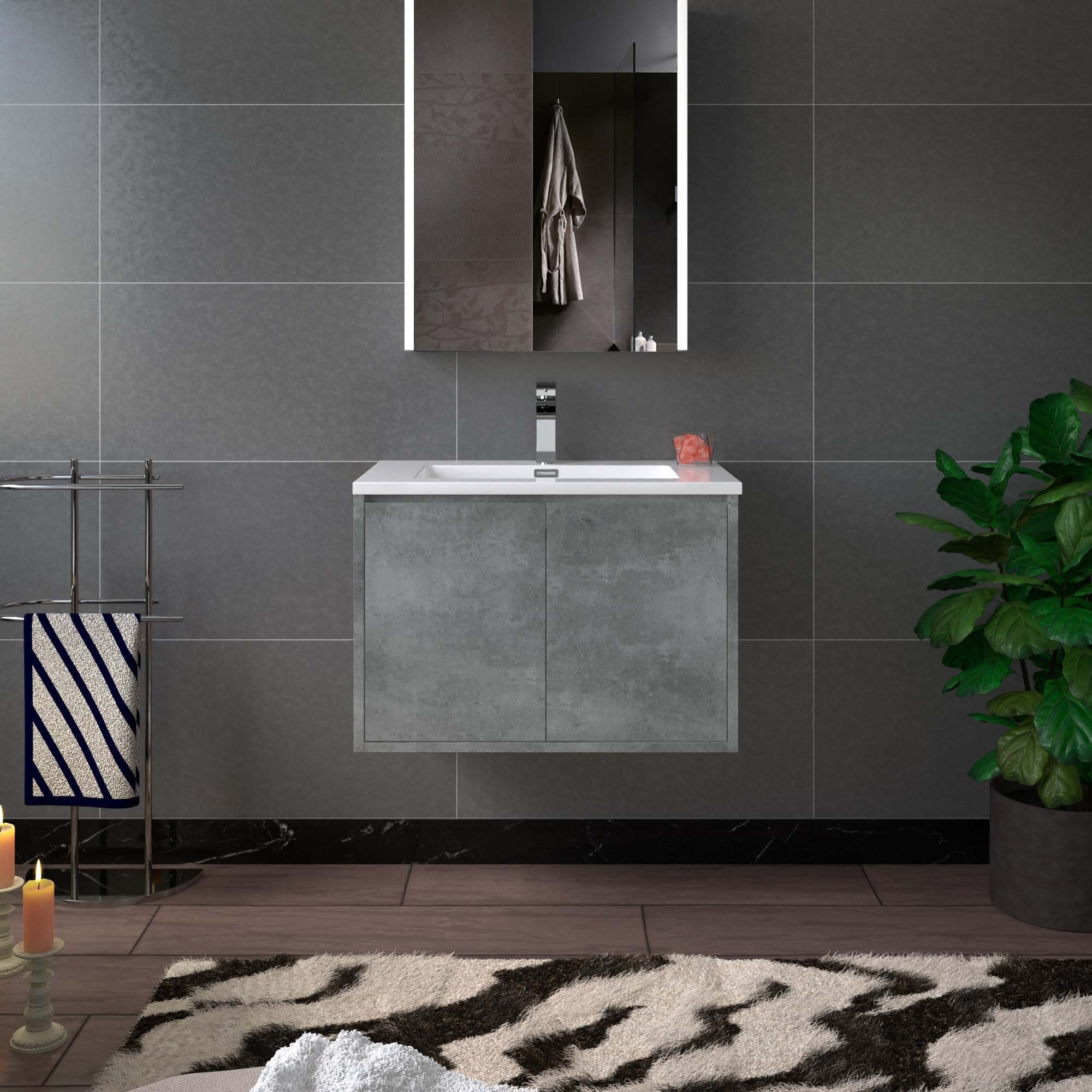 WOODBRIDGE 24 in. W x 19 in. D Bathroom Vanity in Gray with Resin Composite Vanity Top