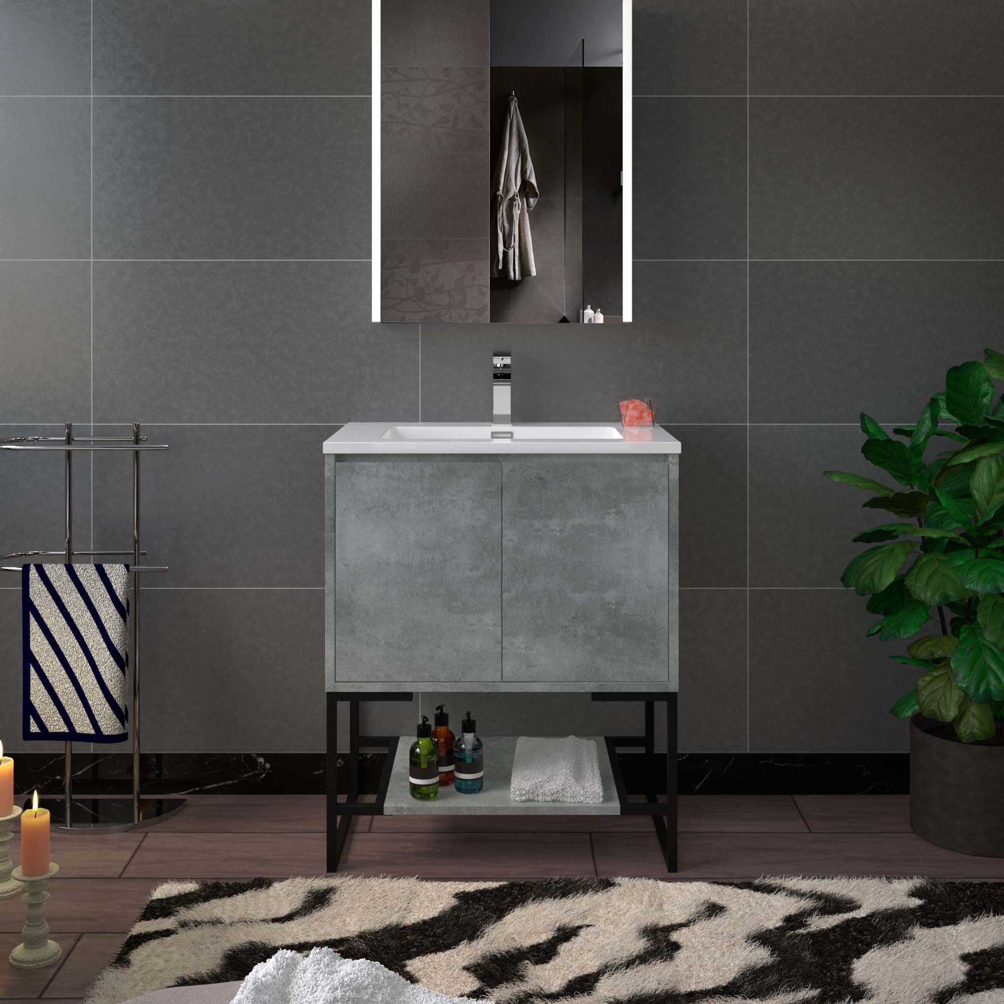 WOODBRIDGE 24 in. W x 19 in. D Bathroom Vanity in Gray with Resin Composite Vanity Top