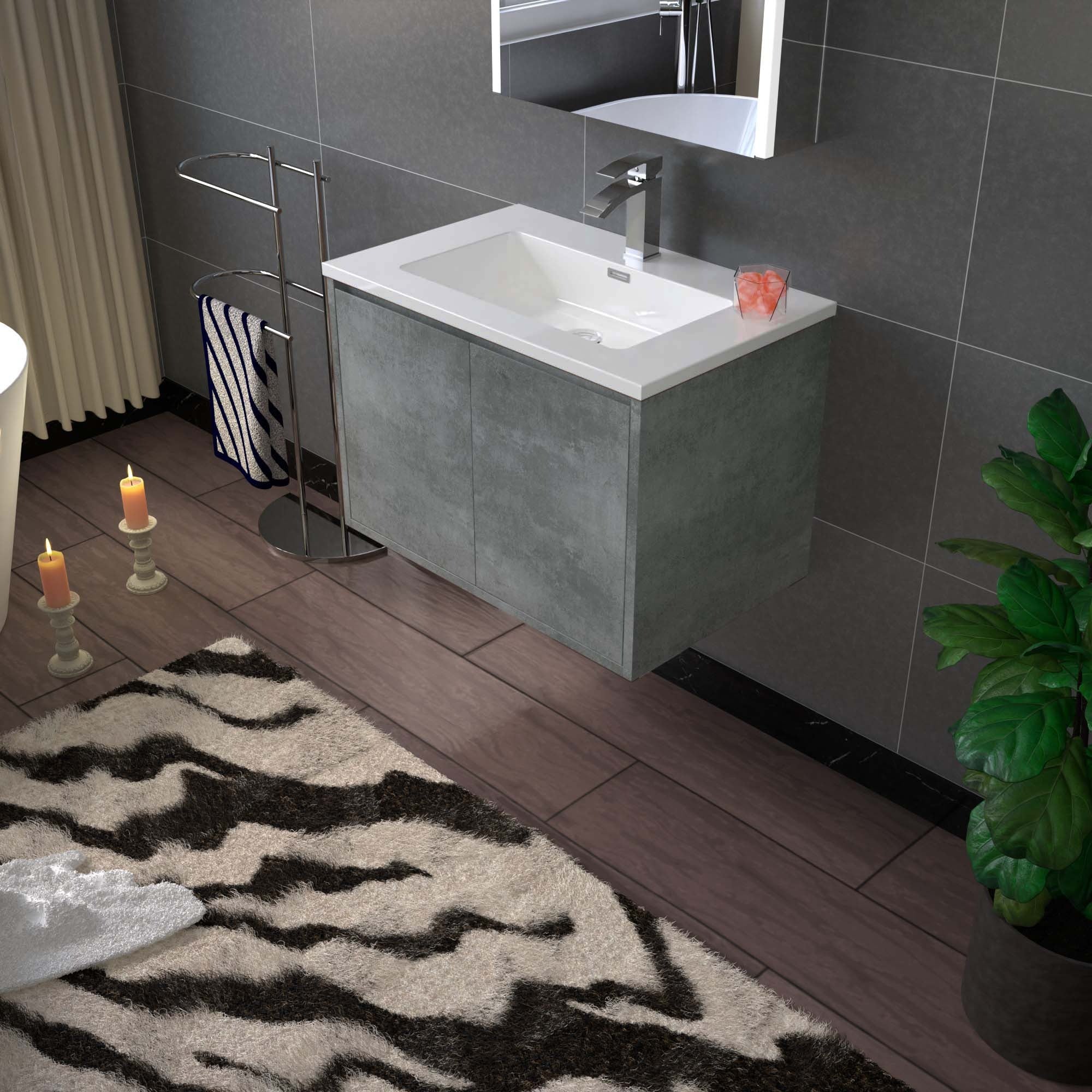 WOODBRIDGE 24 in. W x 19 in. D Bathroom Vanity in Gray with Resin Composite Vanity Top