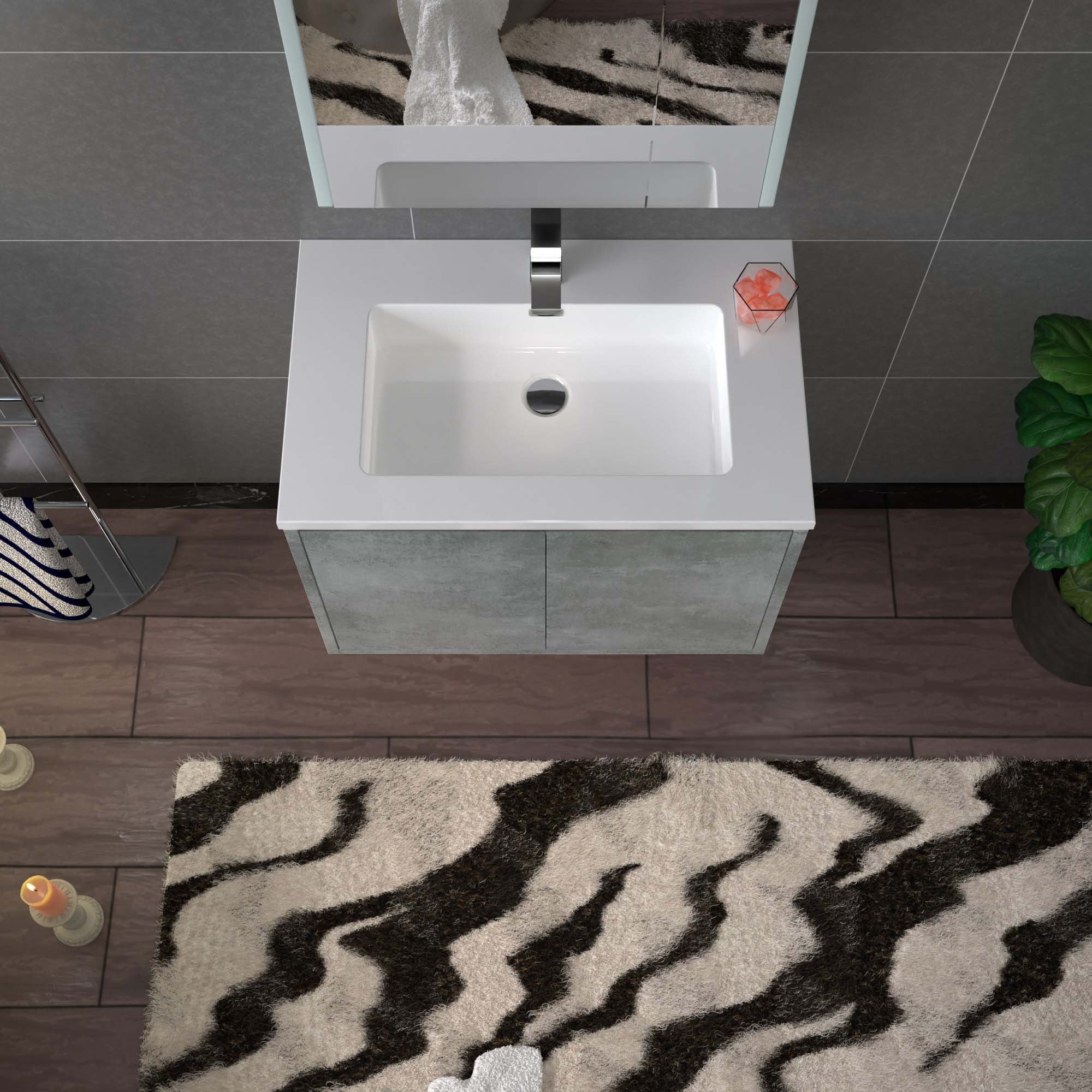 WOODBRIDGE 24 in. W x 19 in. D Bathroom Vanity in Gray with Resin Composite Vanity Top